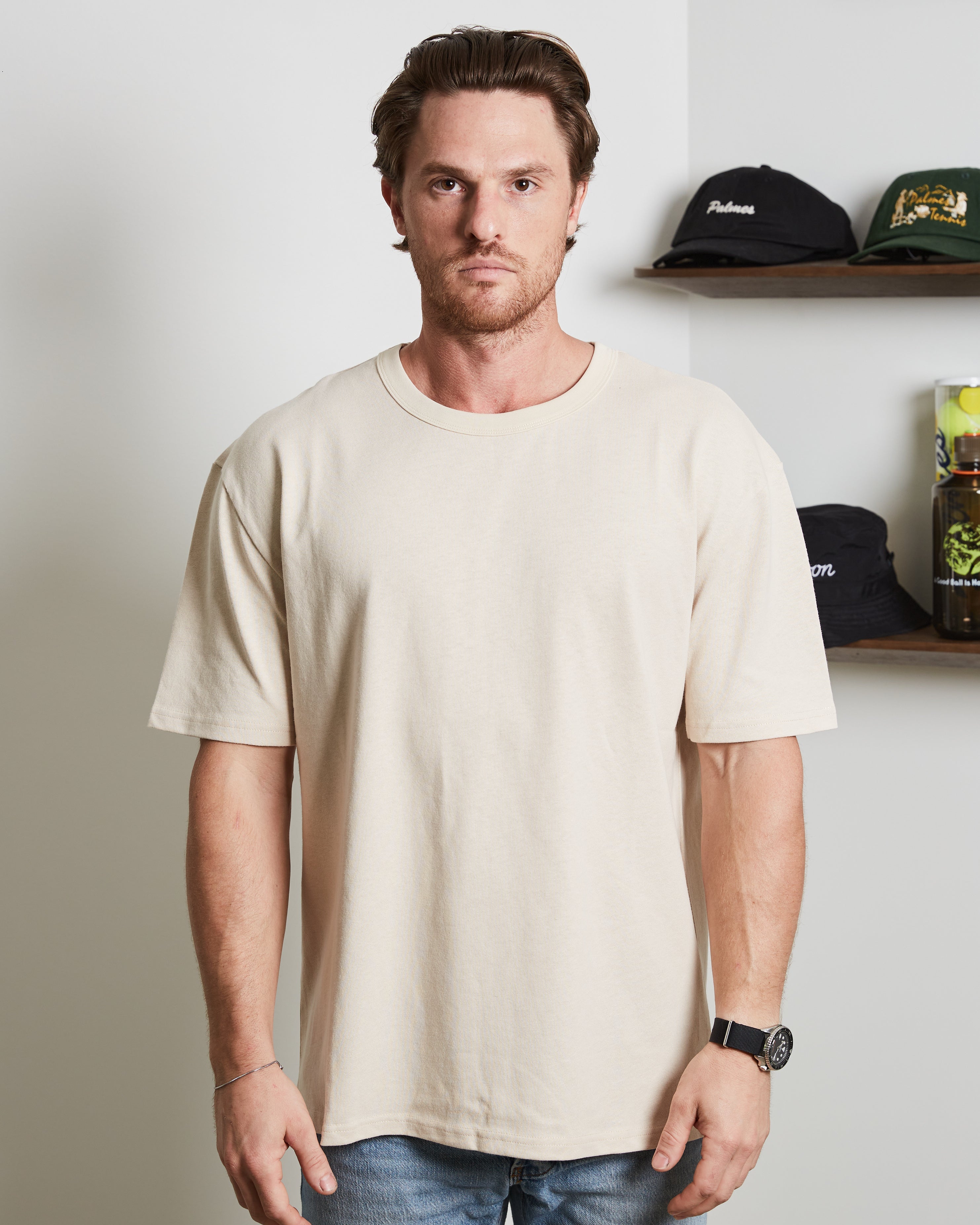 THE BOX FIT TEE - 250GSM - SAND