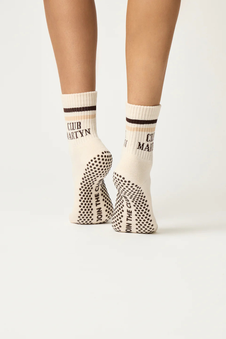 Signature Crew Grip Sock - Beige Brown