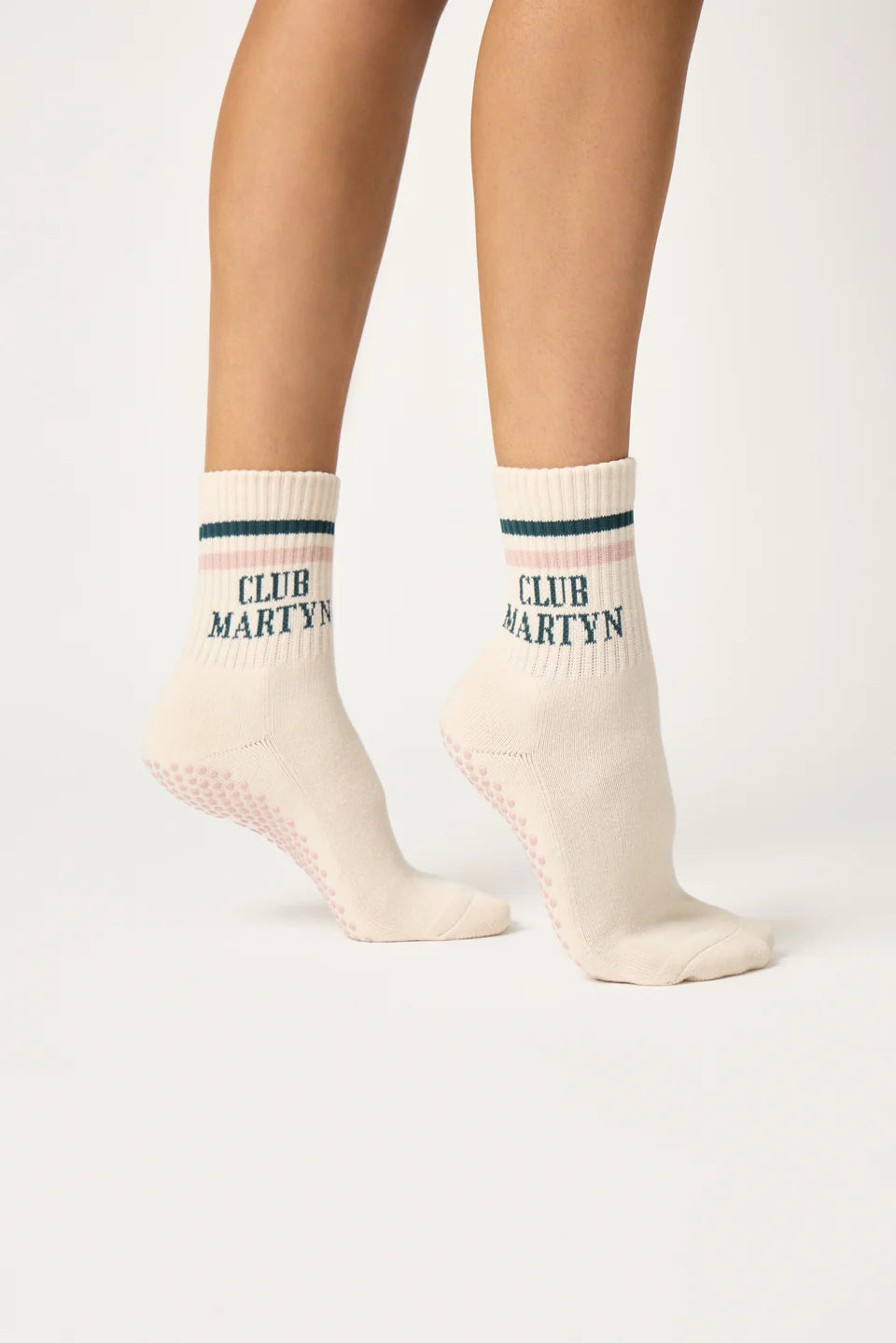 Signature Crew Grip Sock - Pink Green Stripe
