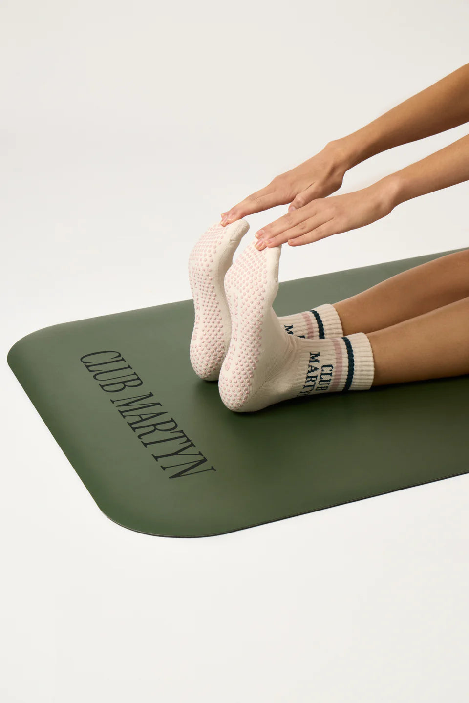 Signature Crew Grip Sock - Pink Green Stripe