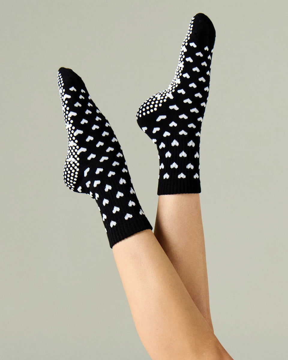 Heart Crew Pilates Grip Sock - Black