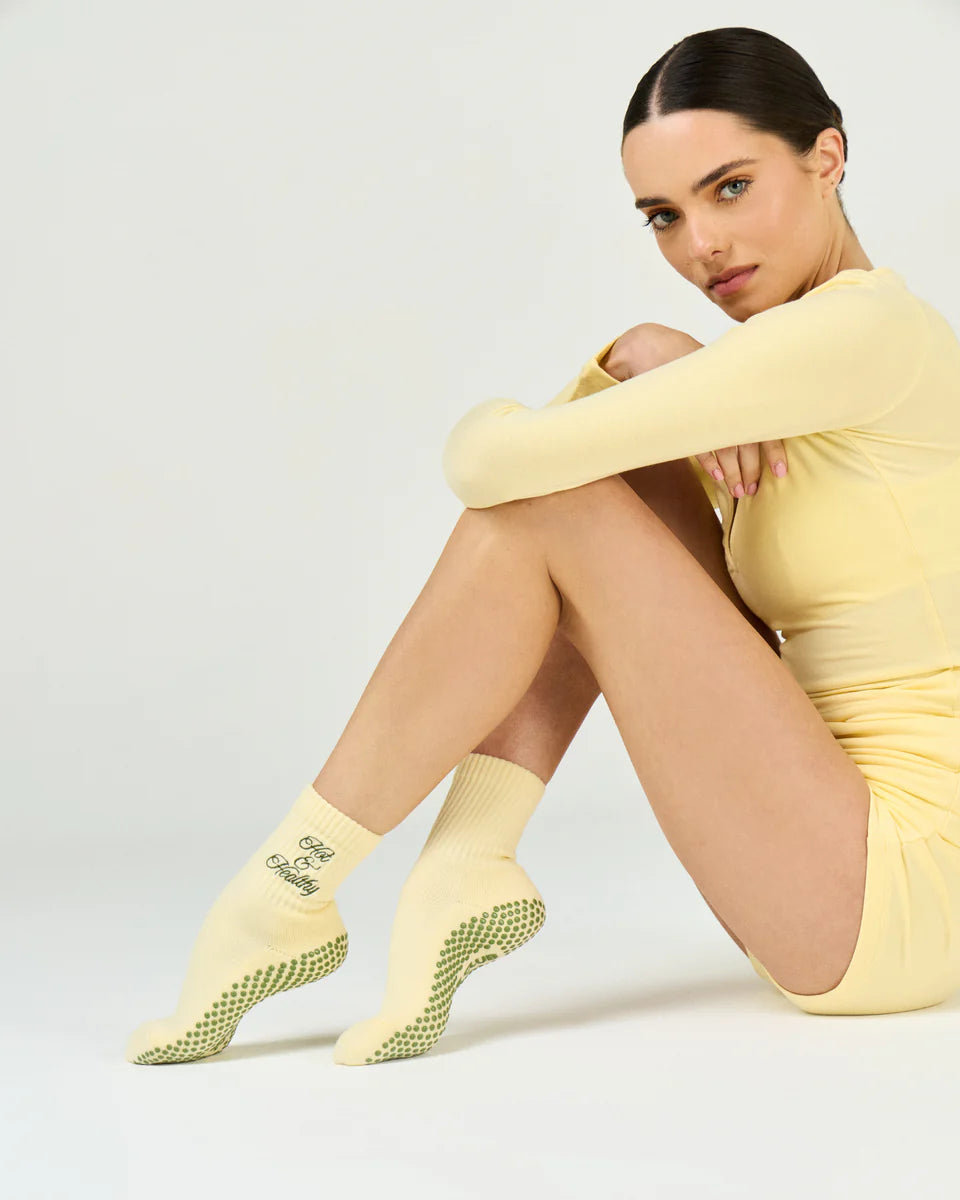 Hot and Healthy Pilates Grip Sock - Lemon
