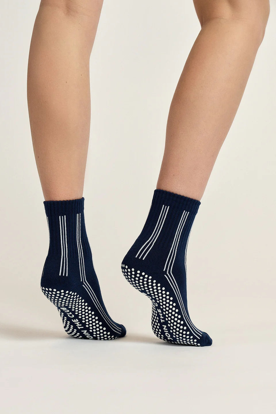 Pinstripe Crew Grip Sock - Navy