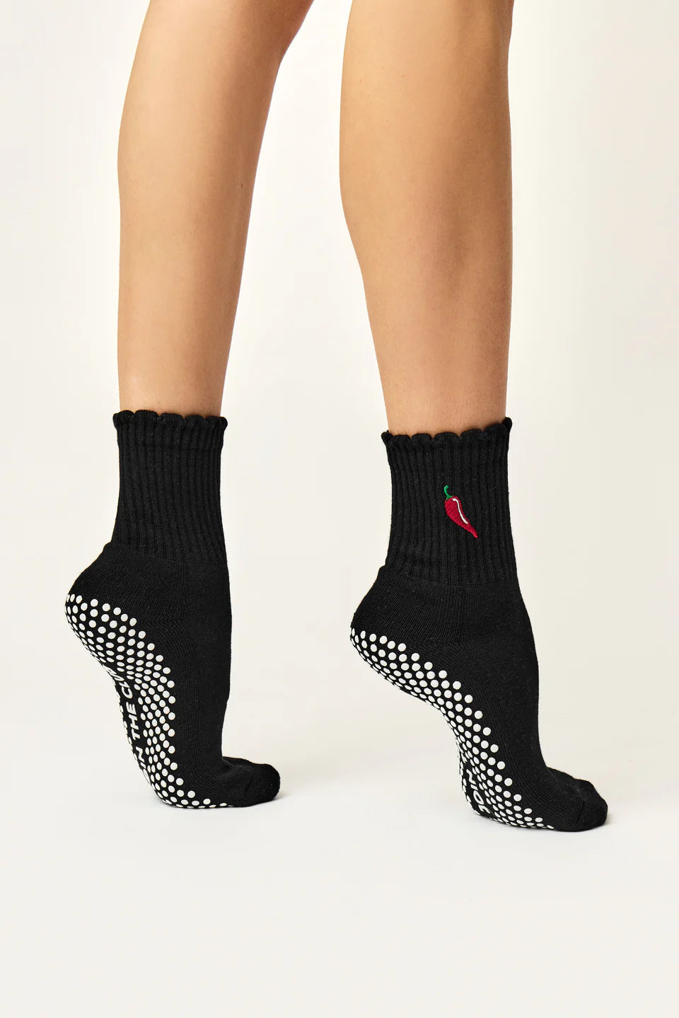 Chilli Crew Pilates Grip Sock - Black