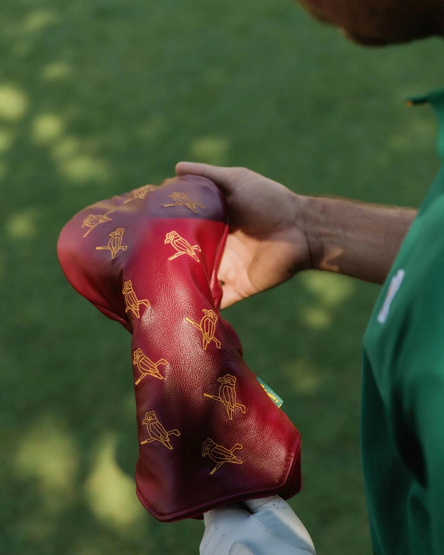 Dancing Kooka Leather Driver Cover - Merlot/Gold