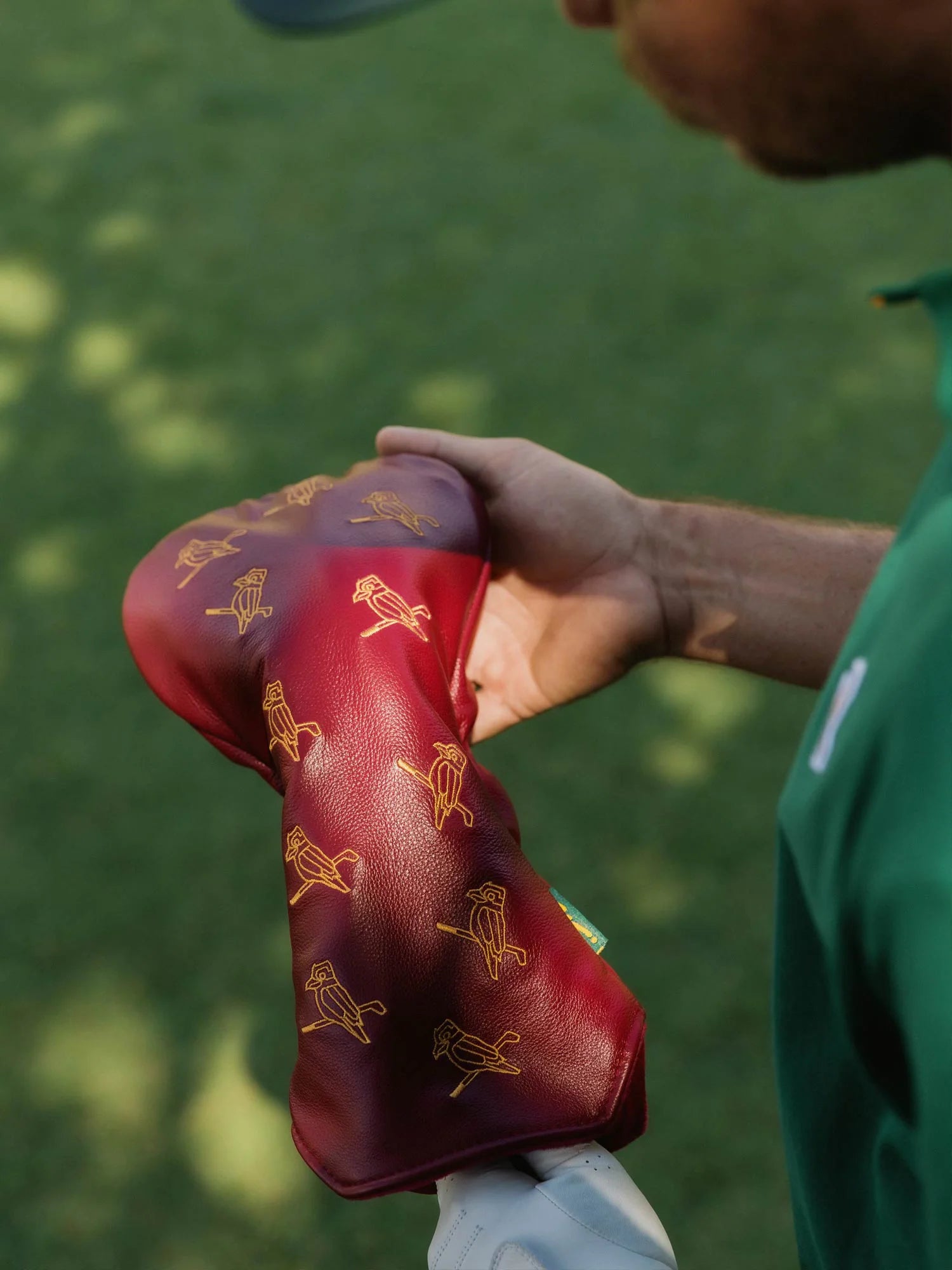 Dancing Kooka Leather Driver Cover - Merlot/Gold