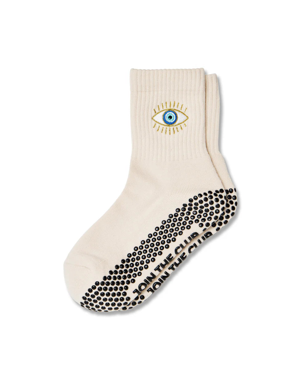 Evil Eye Pilates Grip Sock - Beige