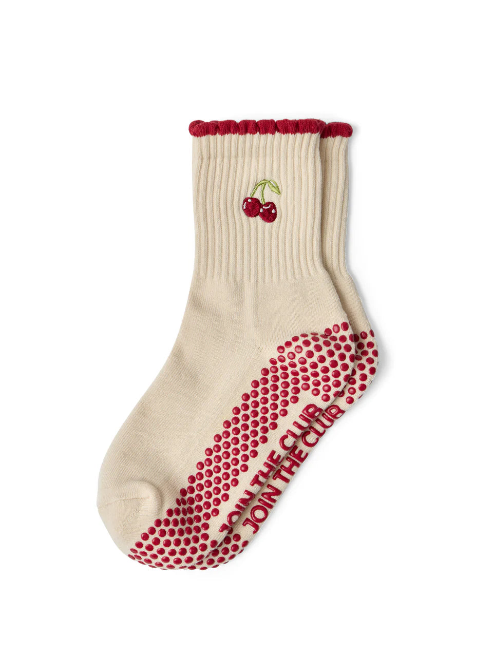 Cherry Crew Pilates Grip Sock - Red