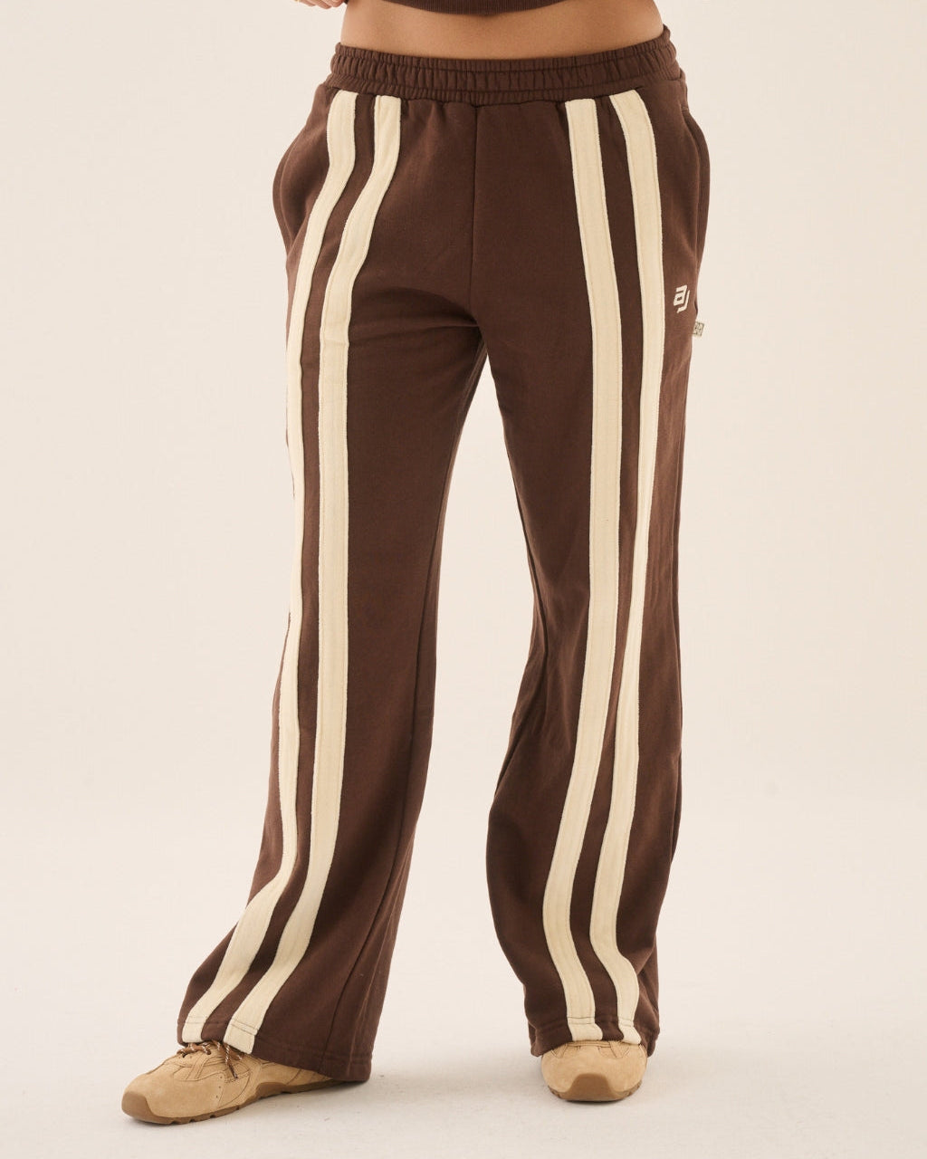 AJ Logo Stripe Trackpant Chicory Coffee