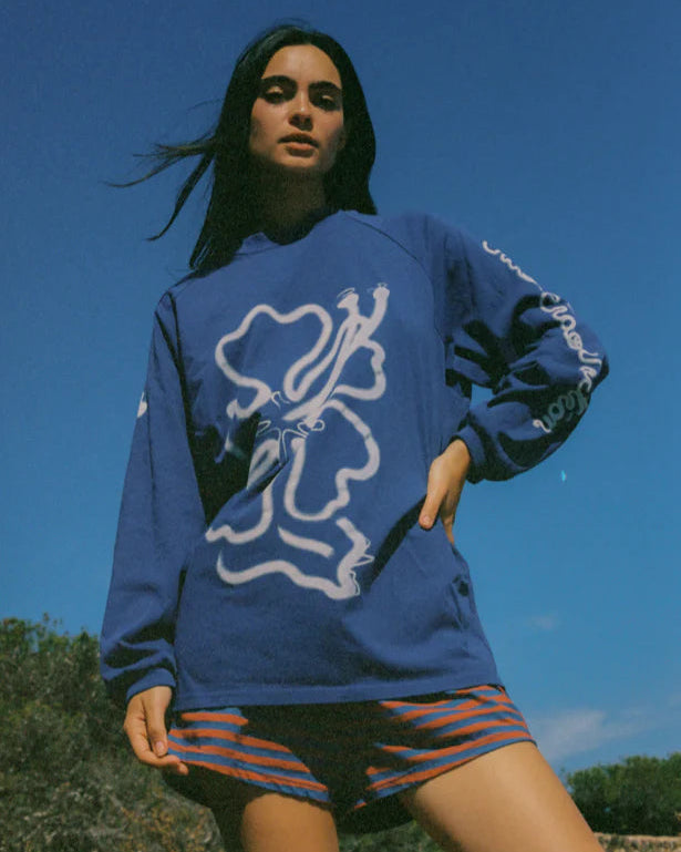 Cloud Hibiscus Haven Ls Tee - Blue