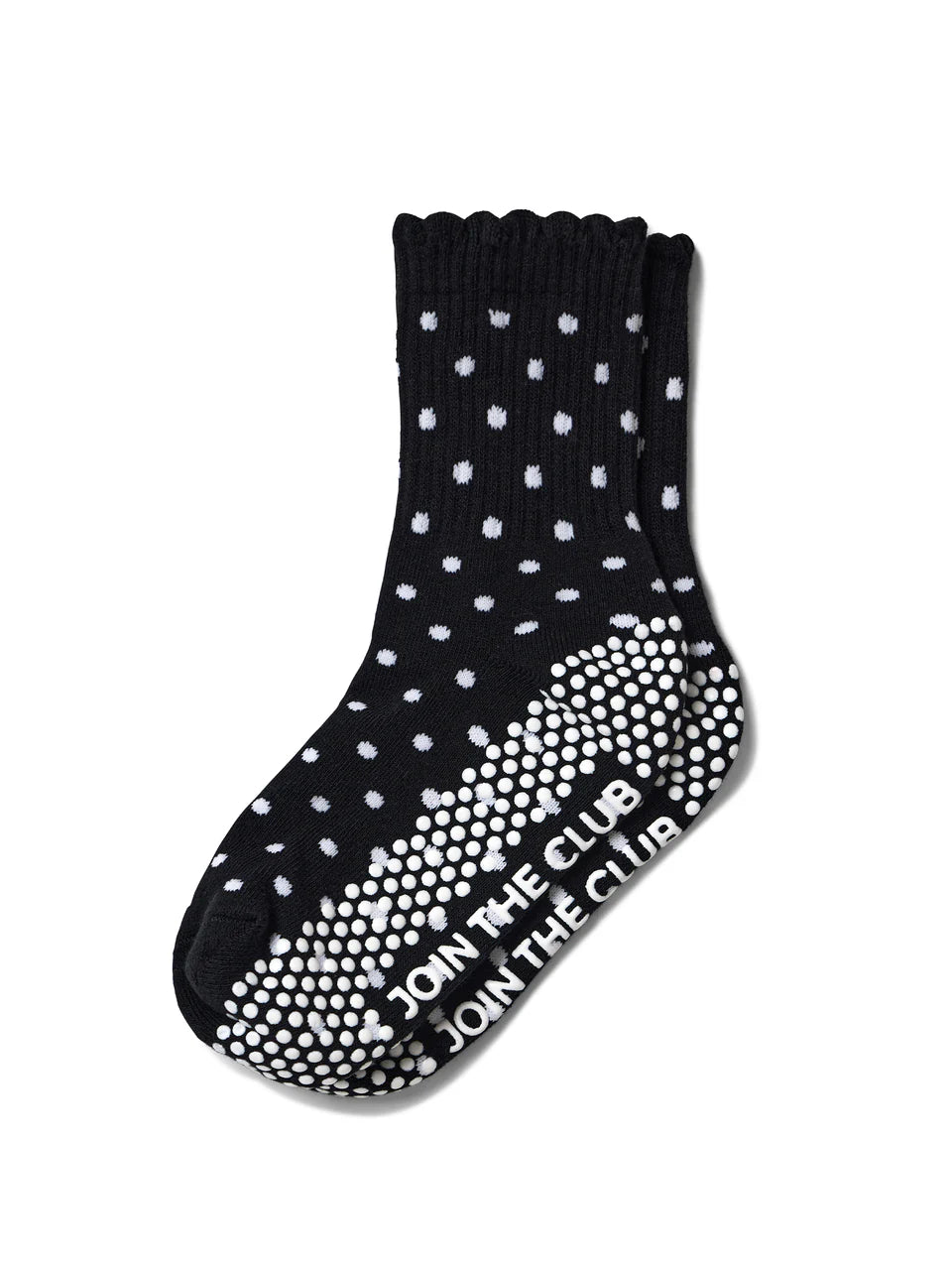 Scallop Edge Crew Grip Sock - Black
