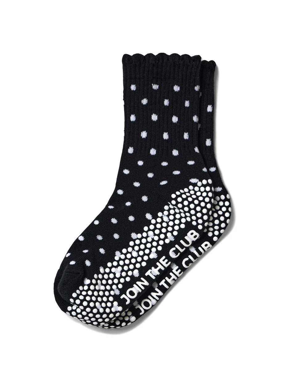 Scallop Edge Crew Grip Sock - Black