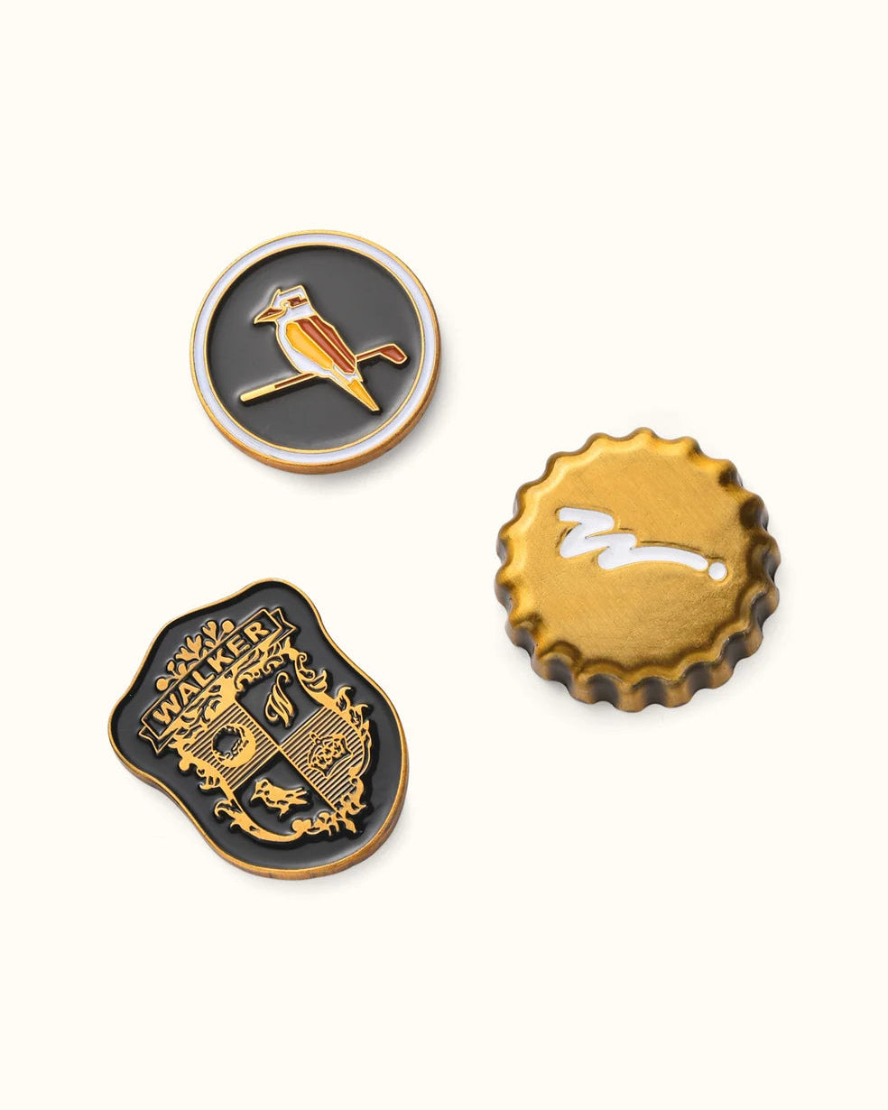 Ball Marker Crest 3 Pack - Black / Green / Brushed Gold
