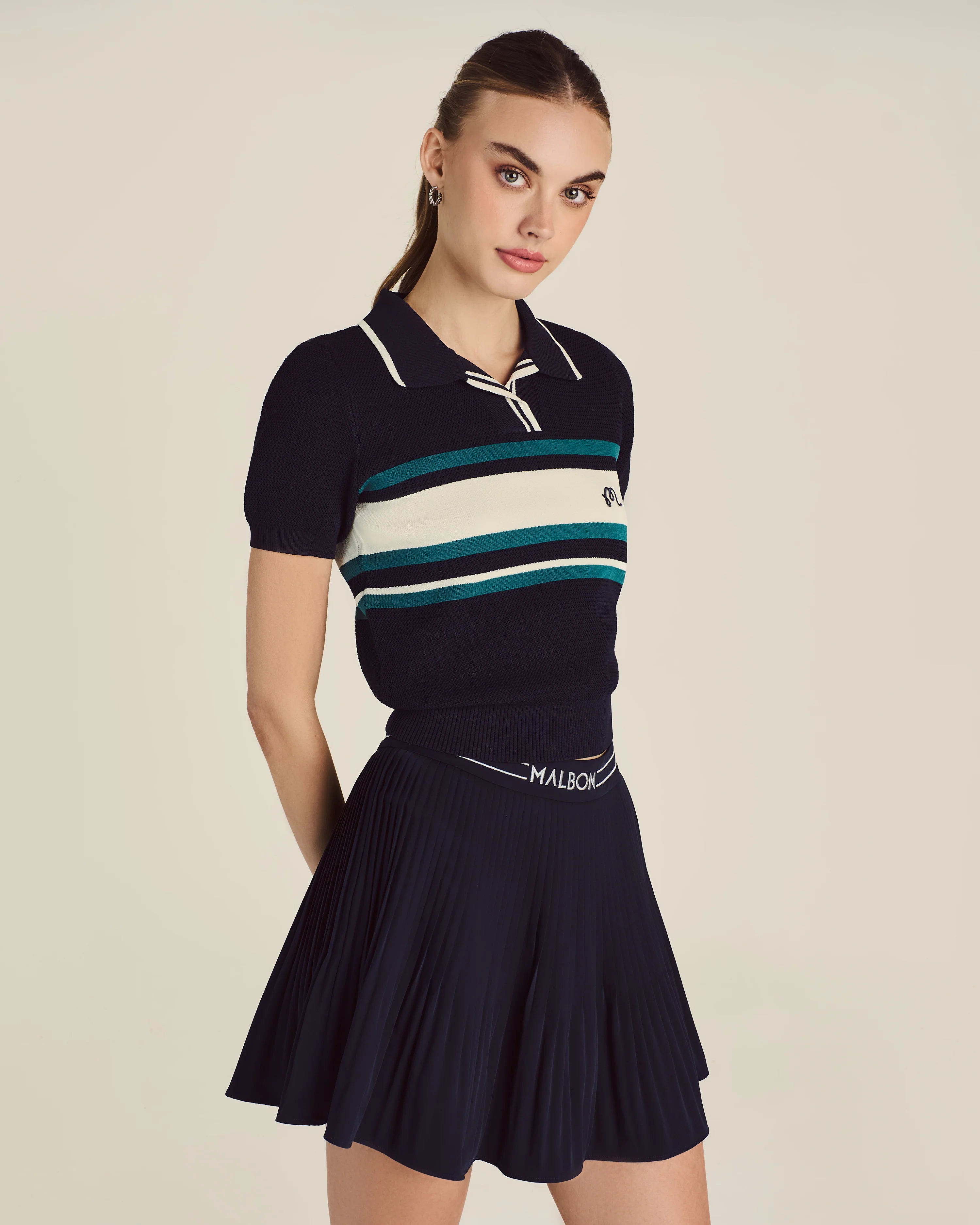 Valentina Pleated Skirt - Navy