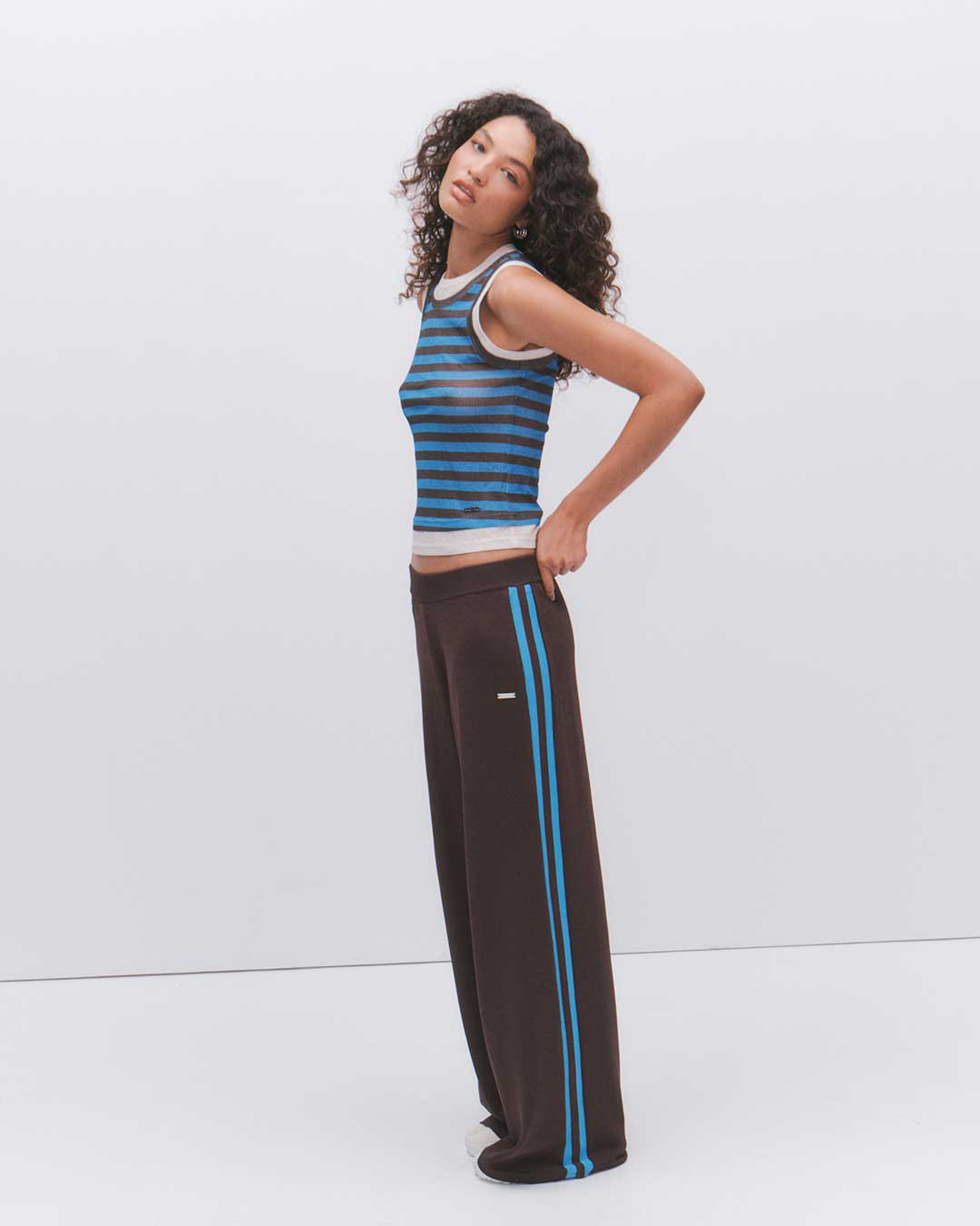Serene stripe tank - coffee/blue stripe
