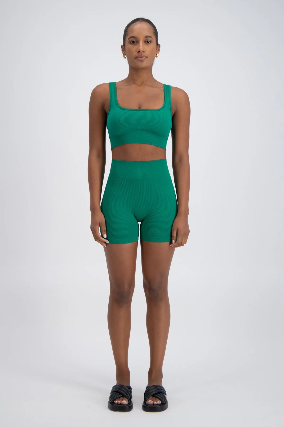 Palermo Seamless Rib Knit Crop Top Green