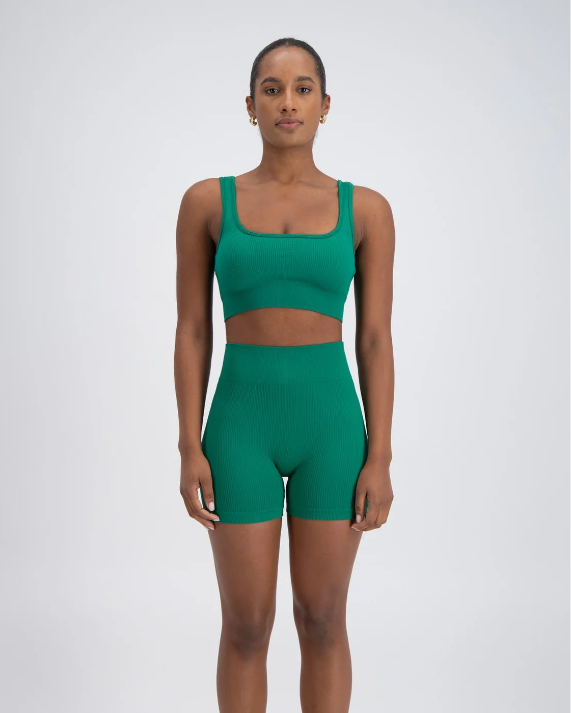 Palermo Seamless Rib Knit Crop Top Green