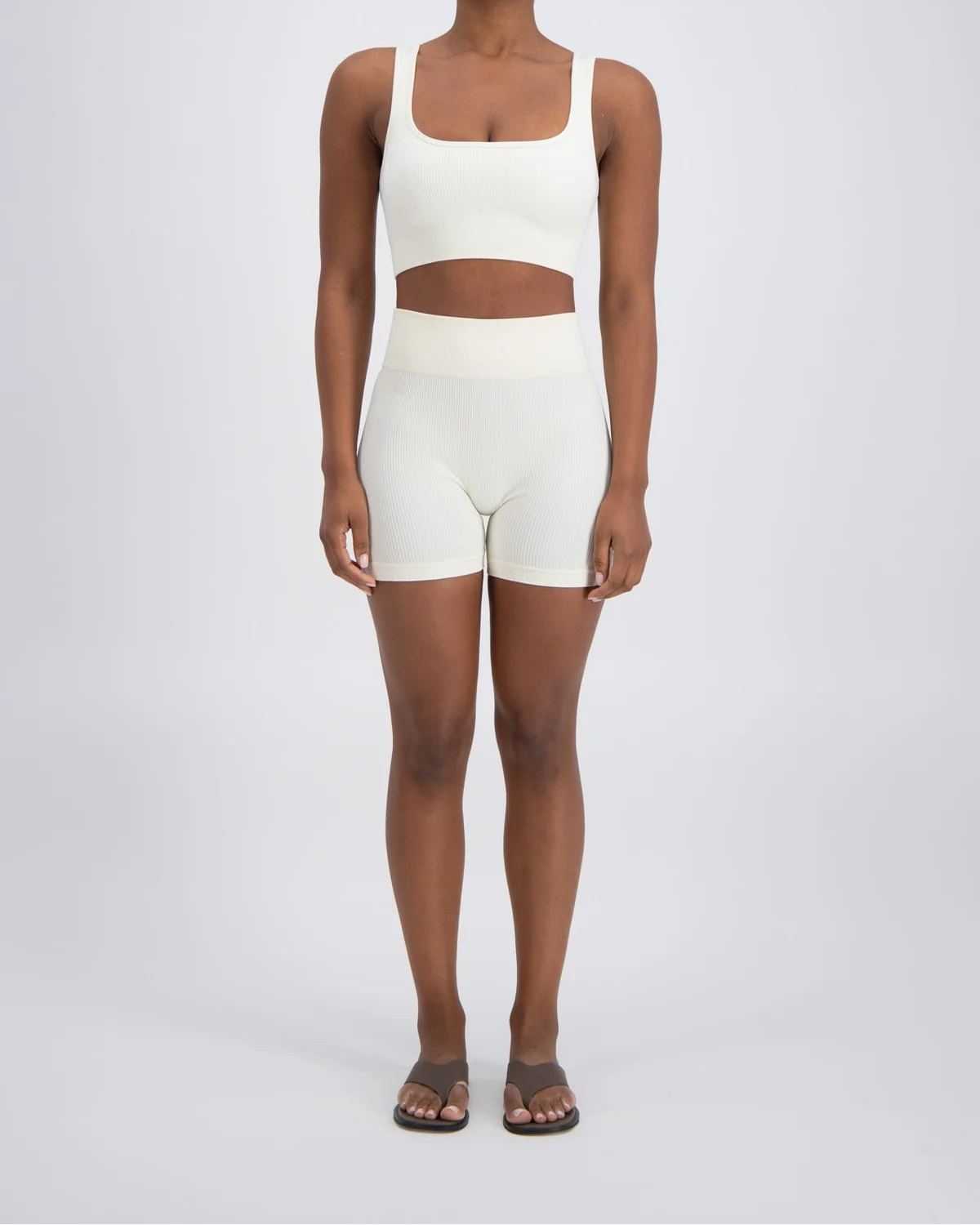 Palermo Seamless Rib Knit Crop Top - White