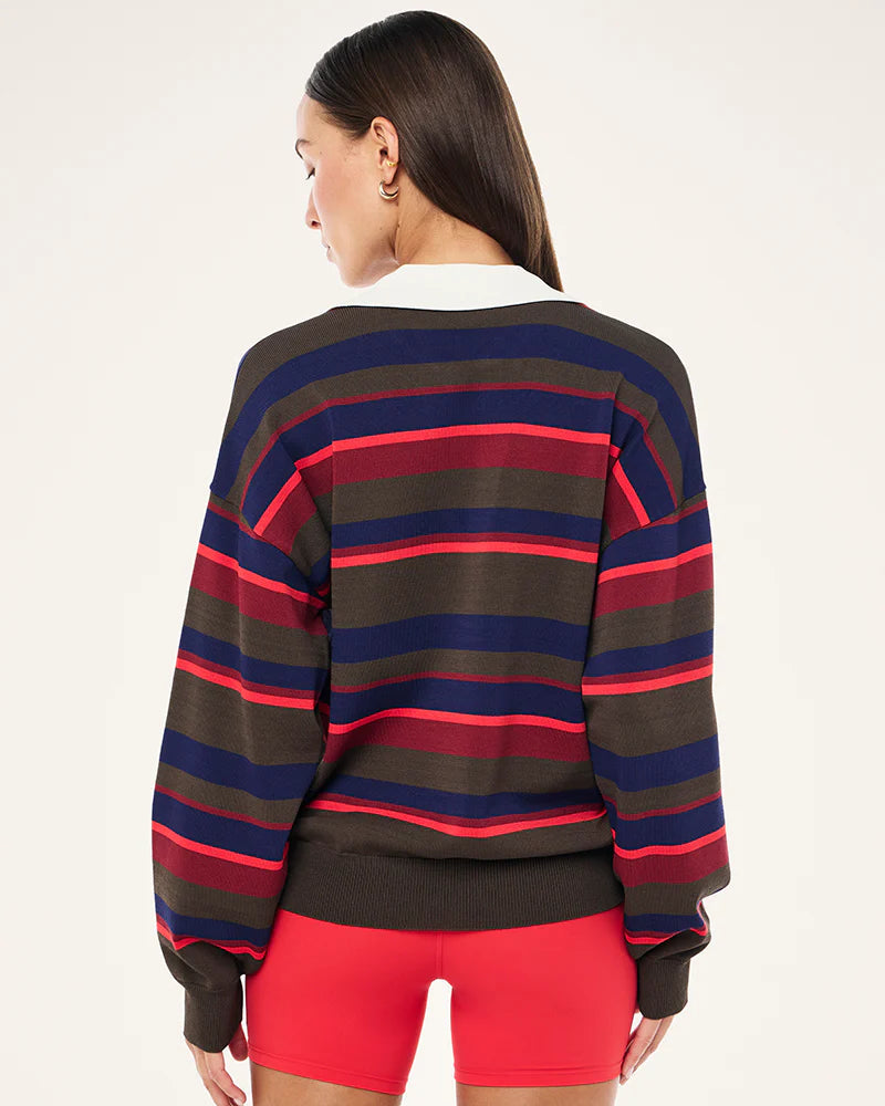 Retreat stripe collar knit - strawberry stripe