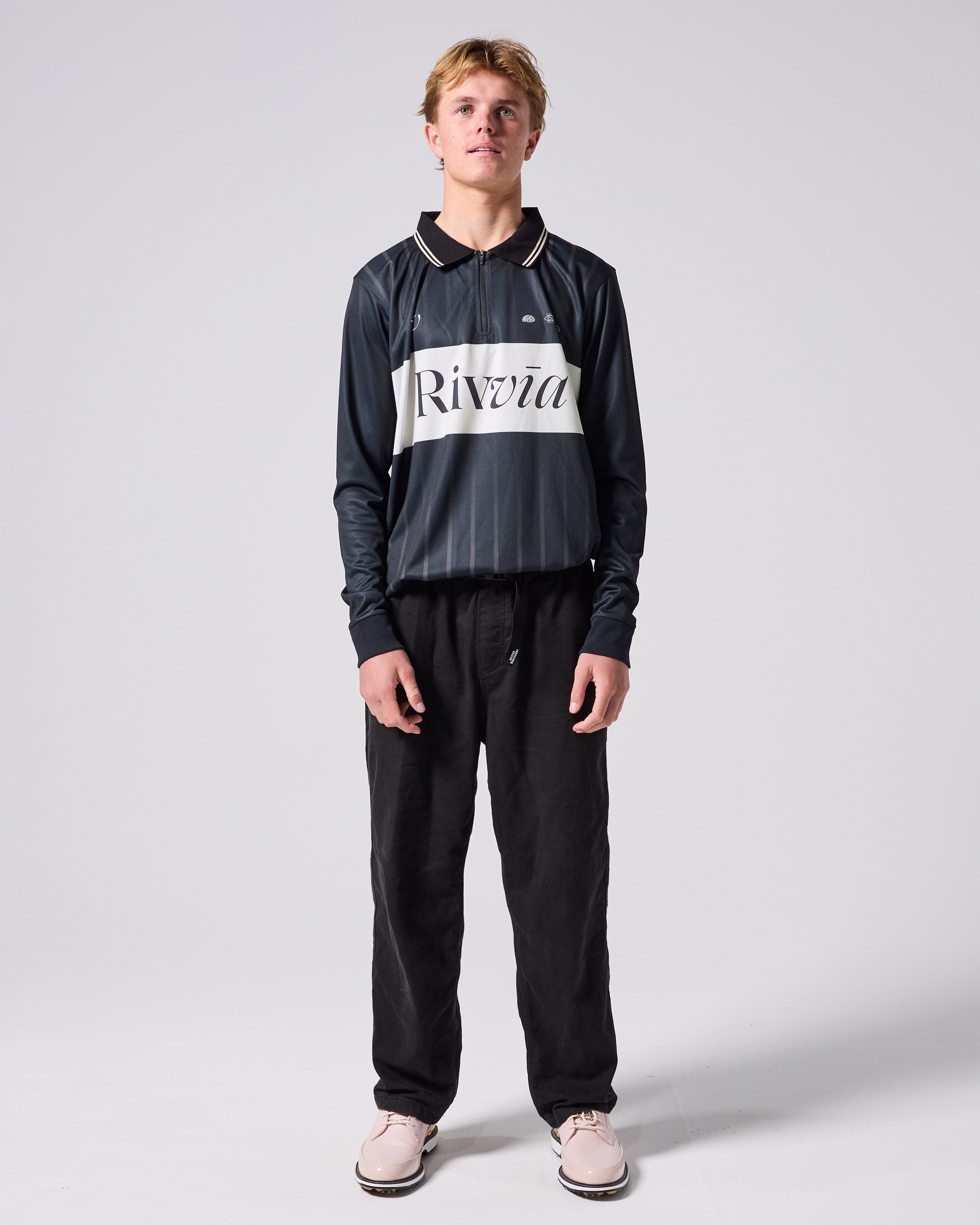 Team VV LS Polo - Black/Bone