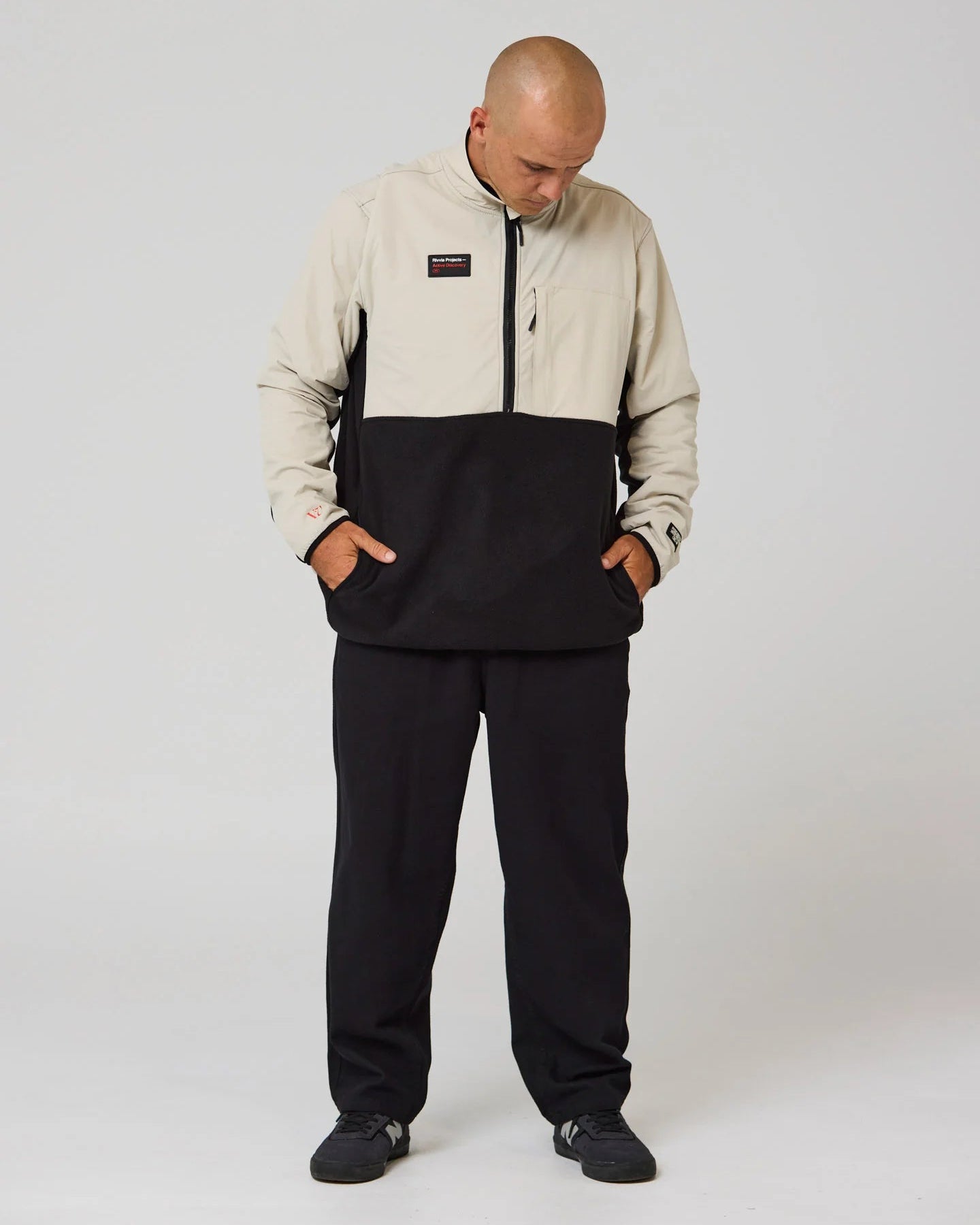 Blur 1/2 Zip Polar Fleece - Black/Bone