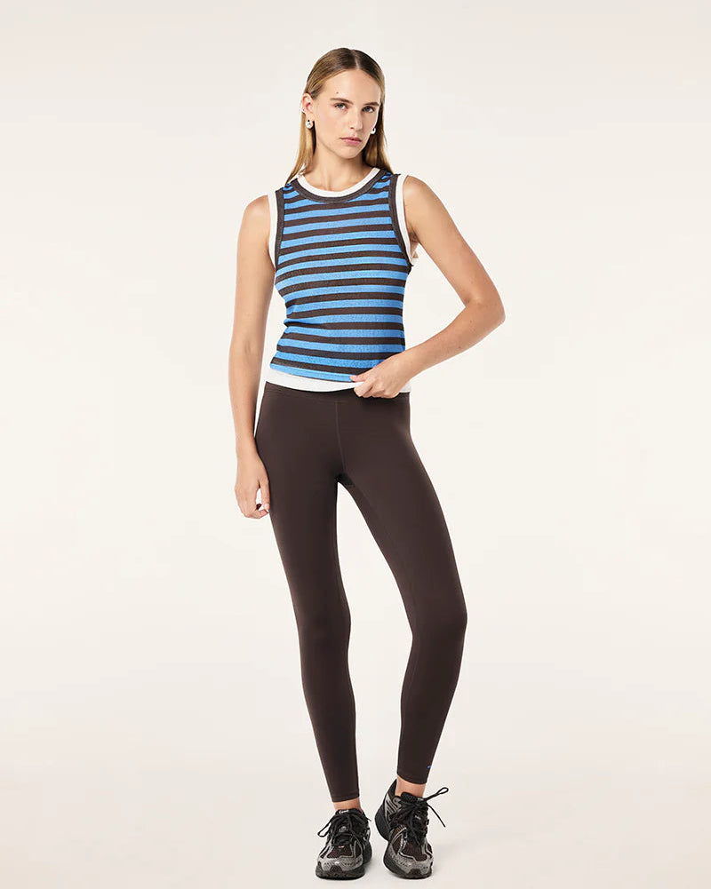 Serene stripe tank - coffee/blue stripe