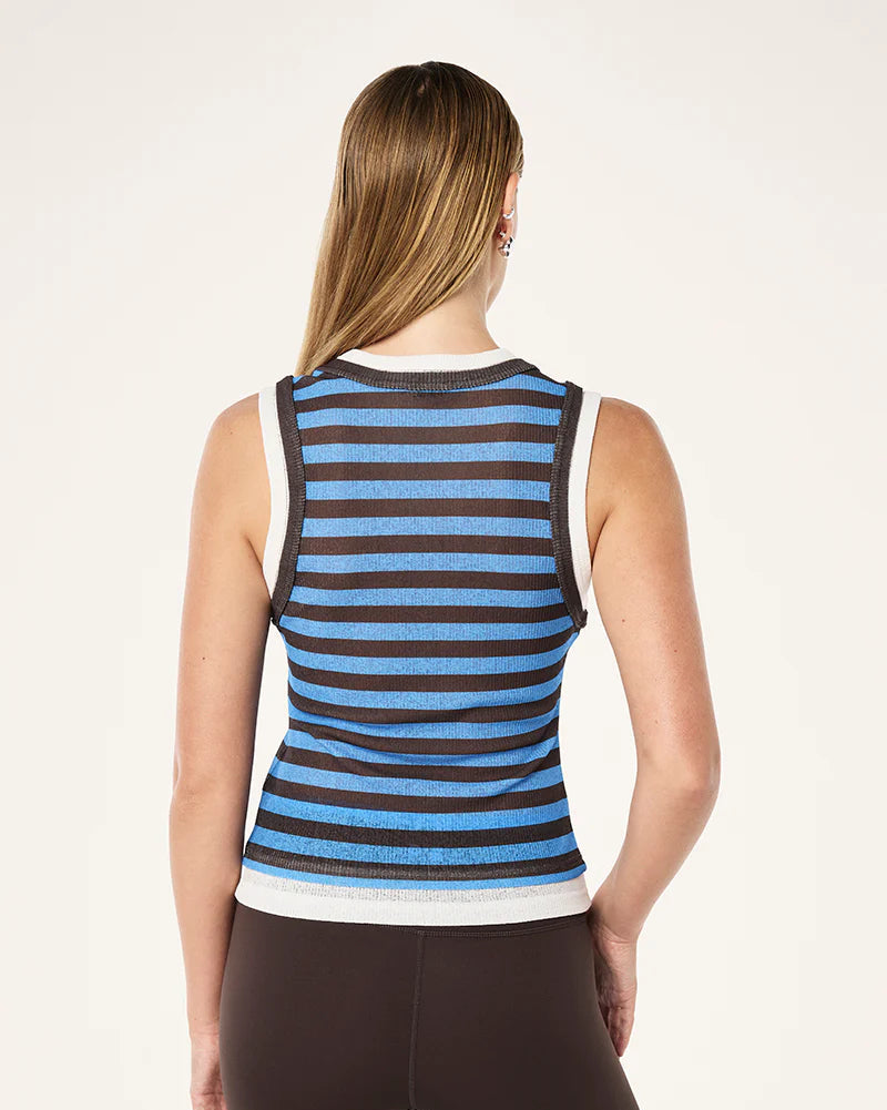 Serene stripe tank - coffee/blue stripe
