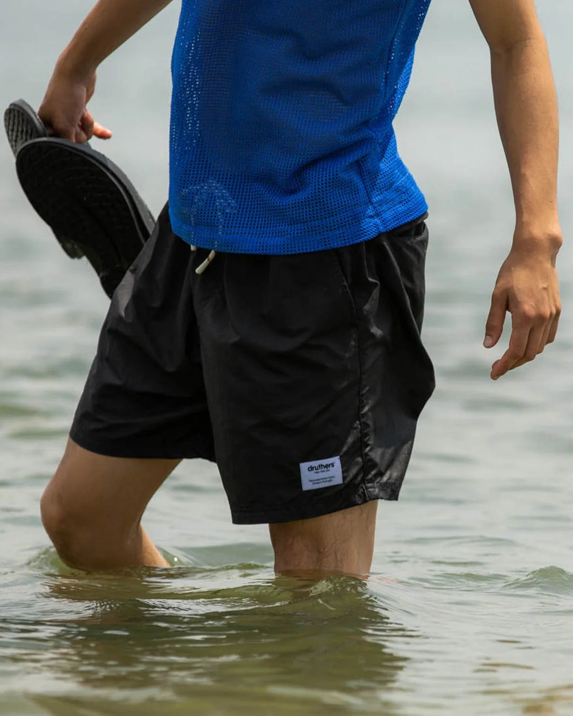 Italian Recycled Nylon Swim Trunk - Black