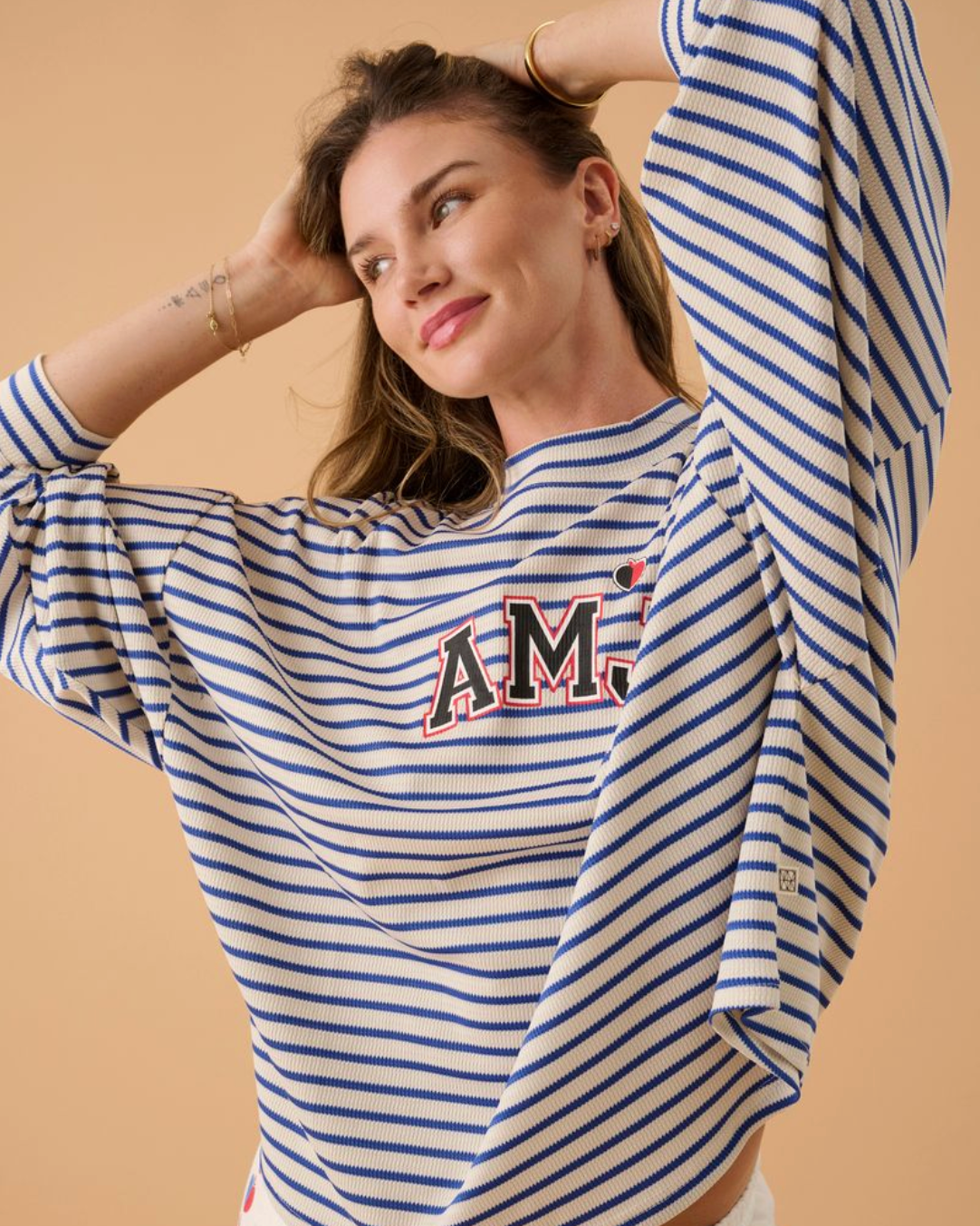 AMJ Waffle Long Sleeve Top - Dark Navy