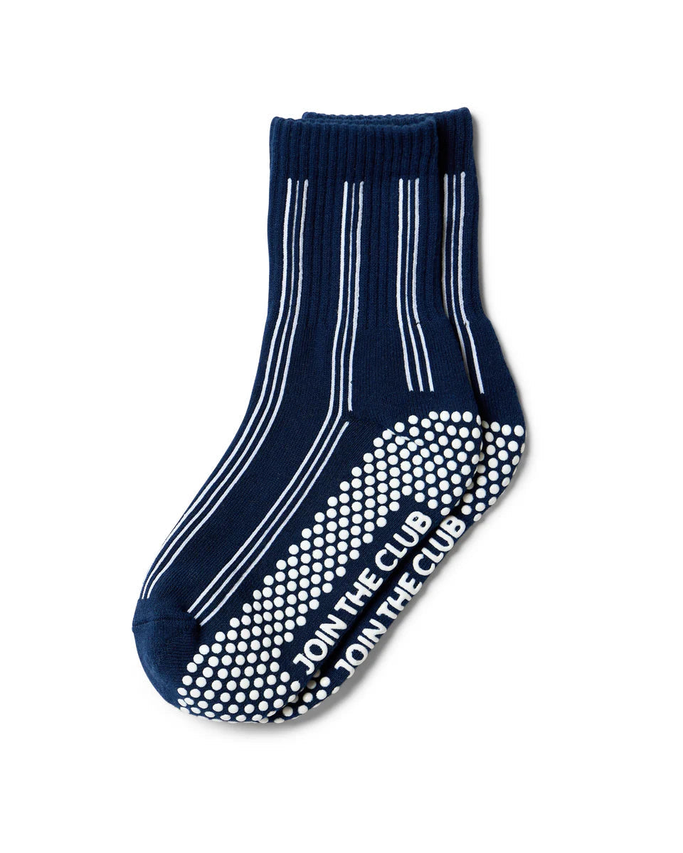 Pinstripe Crew Grip Sock - Navy