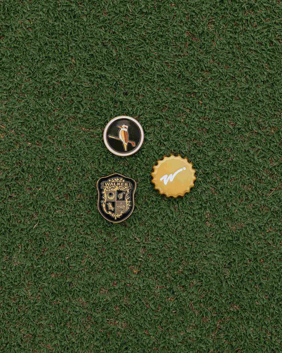 Ball Marker Crest 3 Pack - Black / Green / Brushed Gold