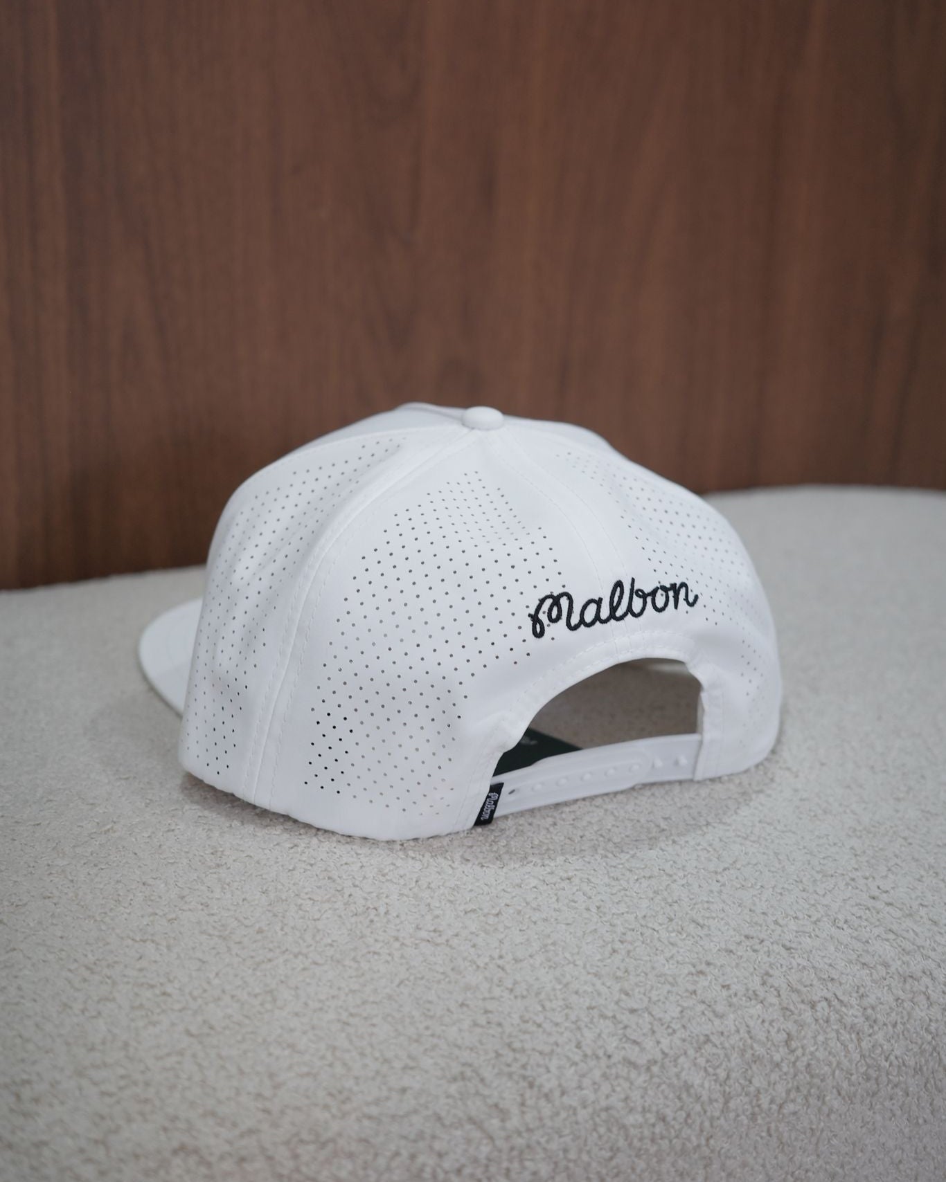 Poly Perforated 5 Panel Cap - White