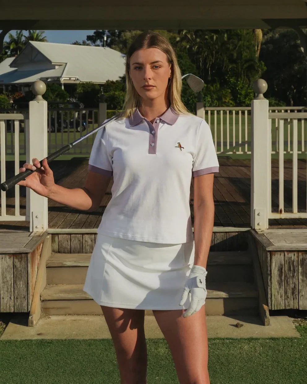 Womens Kooka Polo - White / Mauve