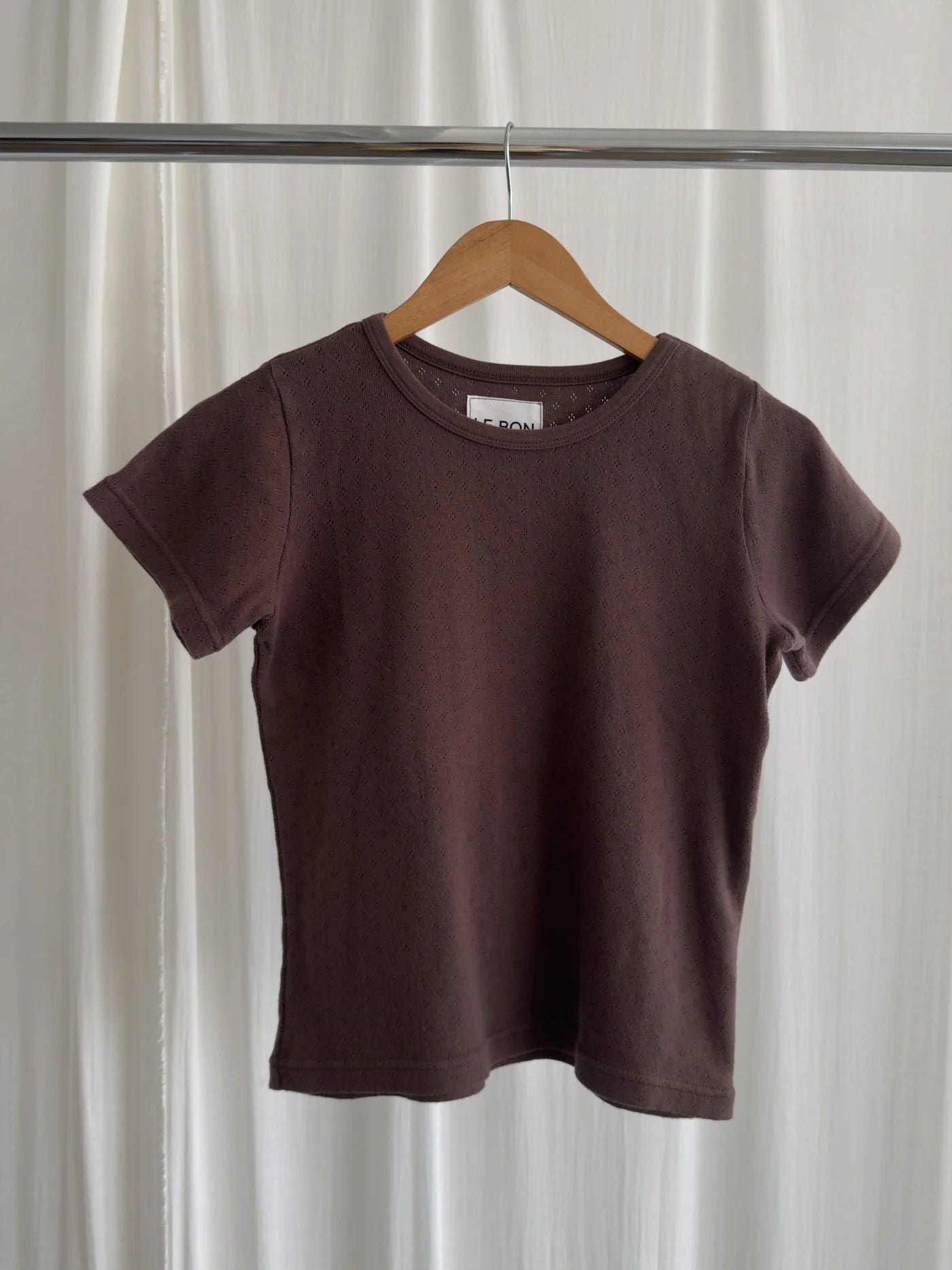 Pointelle Babe Tee- Chocolate