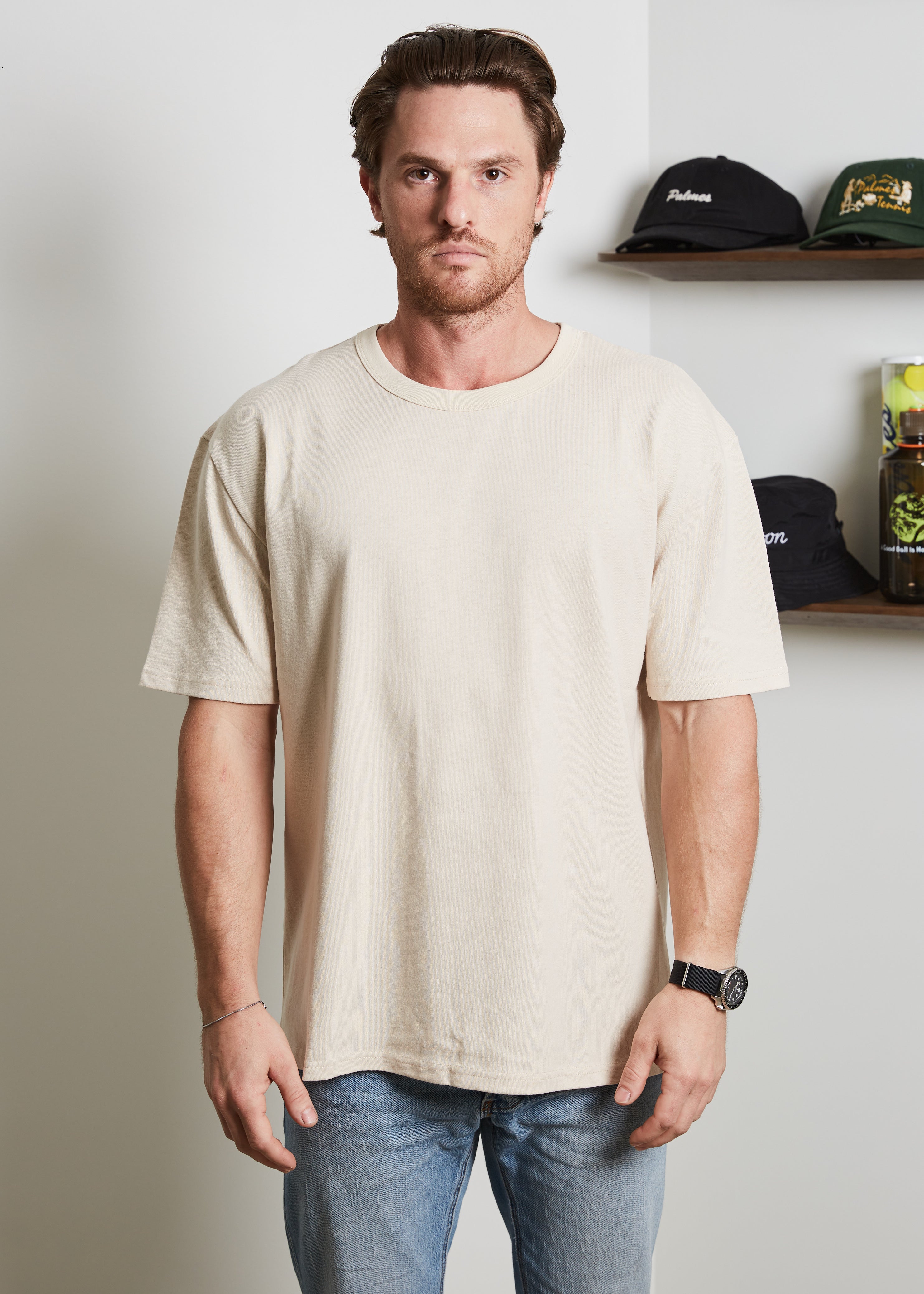 THE BOX FIT TEE - 250GSM - SAND