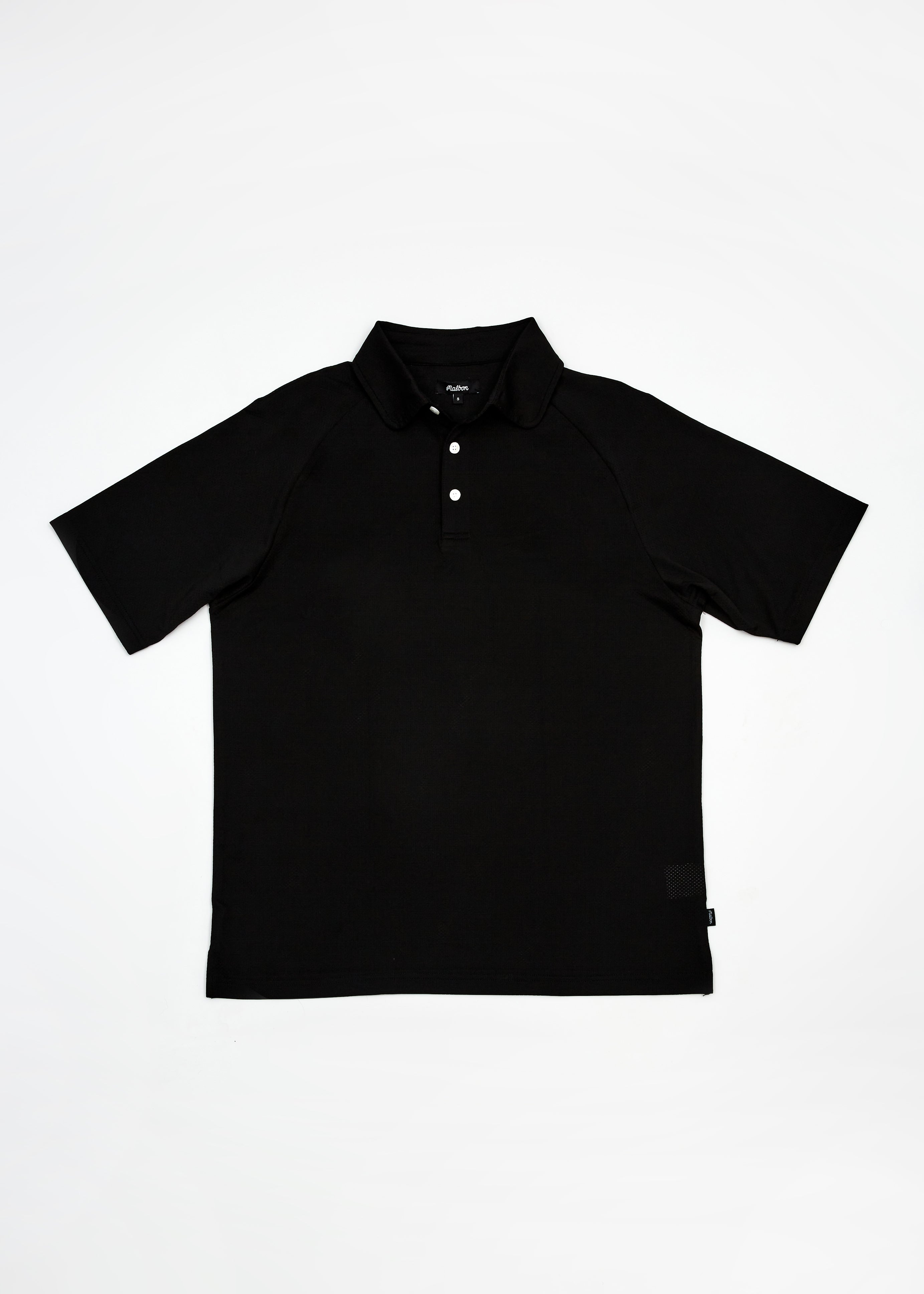 Evergreen Raglan Sleeve Mesh Polo - Black