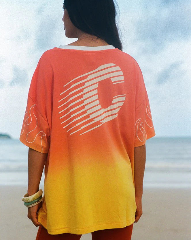 Dip Dye Flame Core Tee - Yellow/Orange