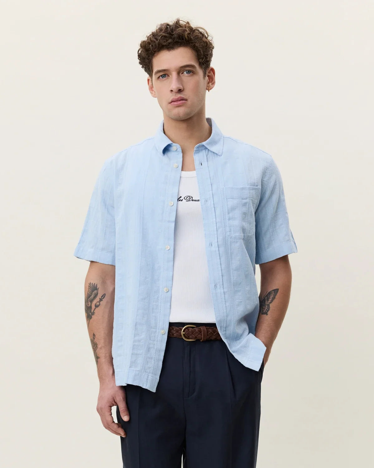 Structured SS Shirt - Sky Blue