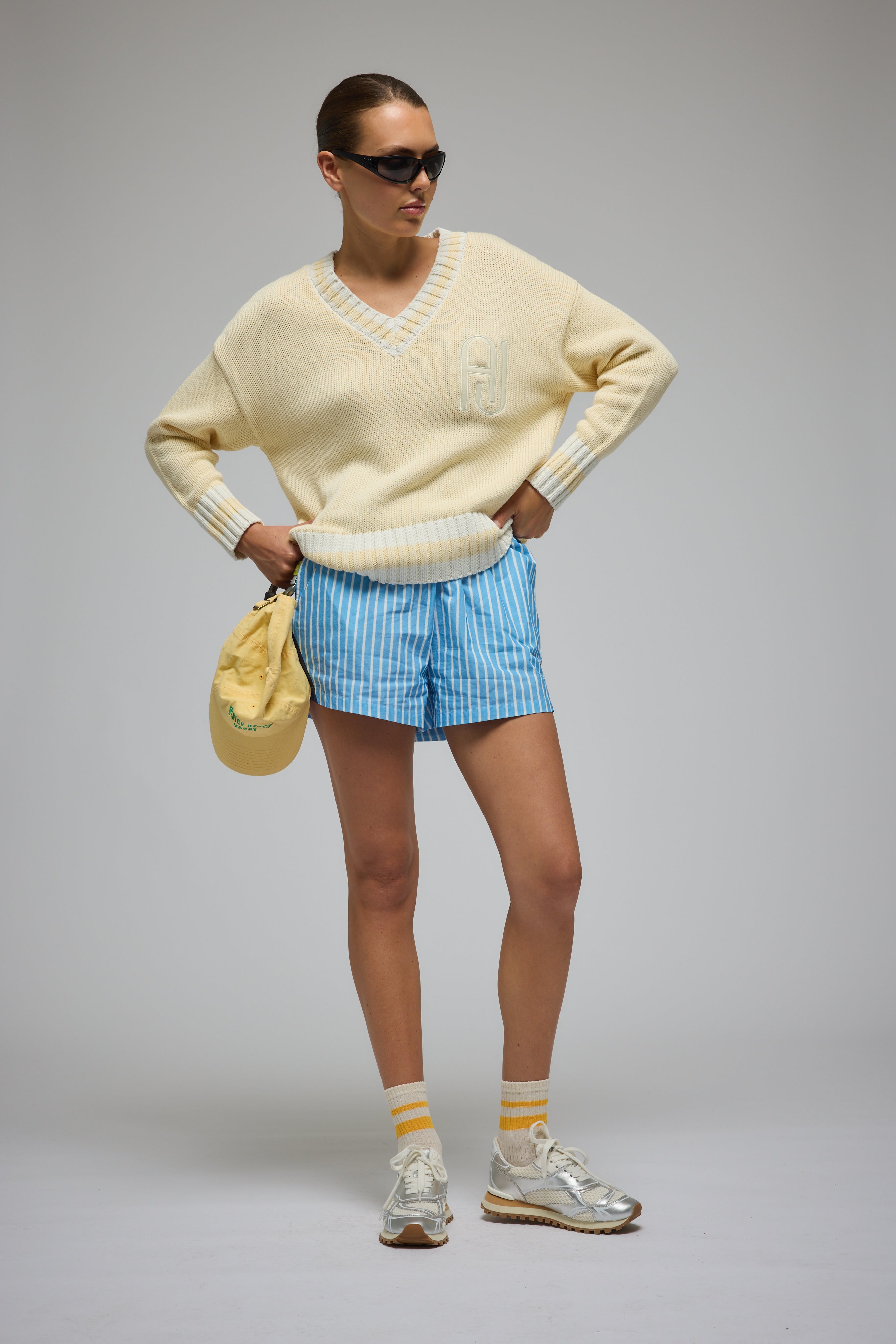 Libby Cotton Stripe Short Sky - Blue Stripe