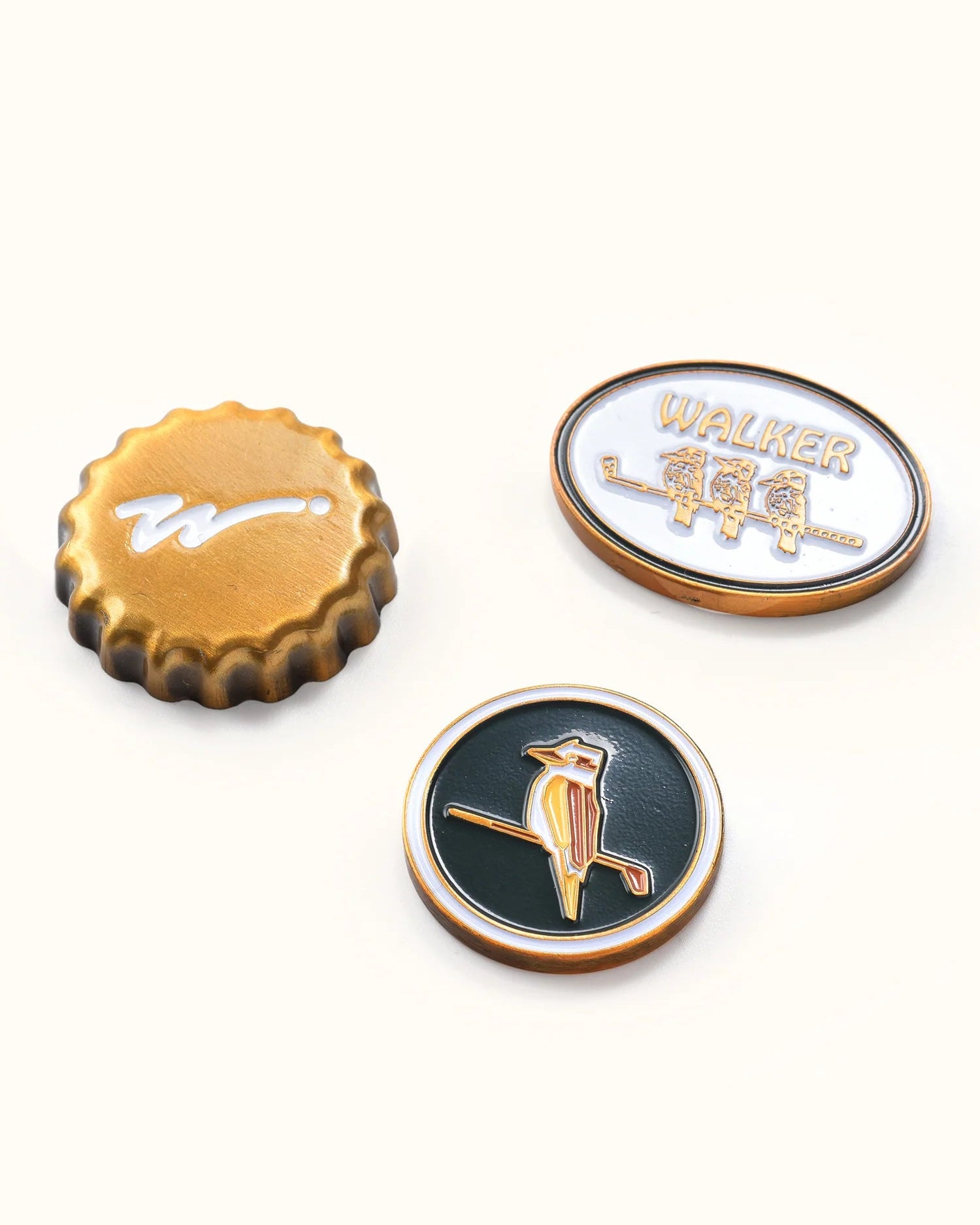 Ball Marker On Watch 3 Pack - White / Green / Brushed Gold