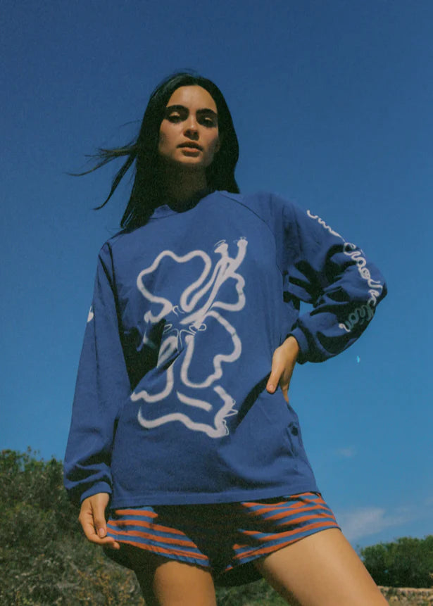 Cloud Hibiscus Haven Ls Tee - Blue