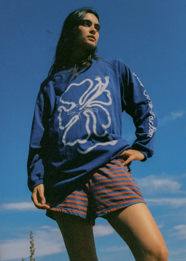 Cloud Hibiscus Haven Ls Tee - Blue