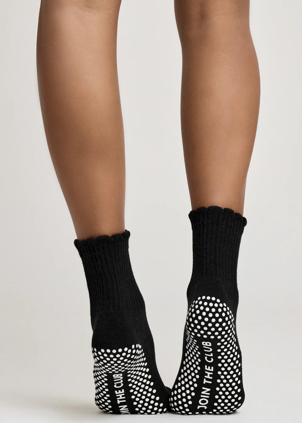 Scallop Edge Crew Grip Sock - Black