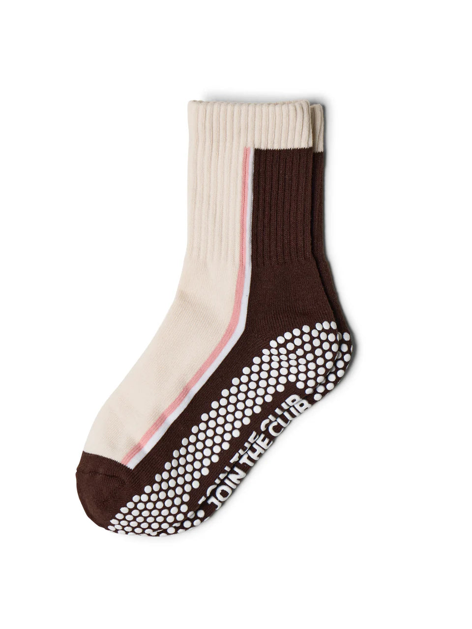 Double Stripe Crew Grip Sock - Chocolate Brown