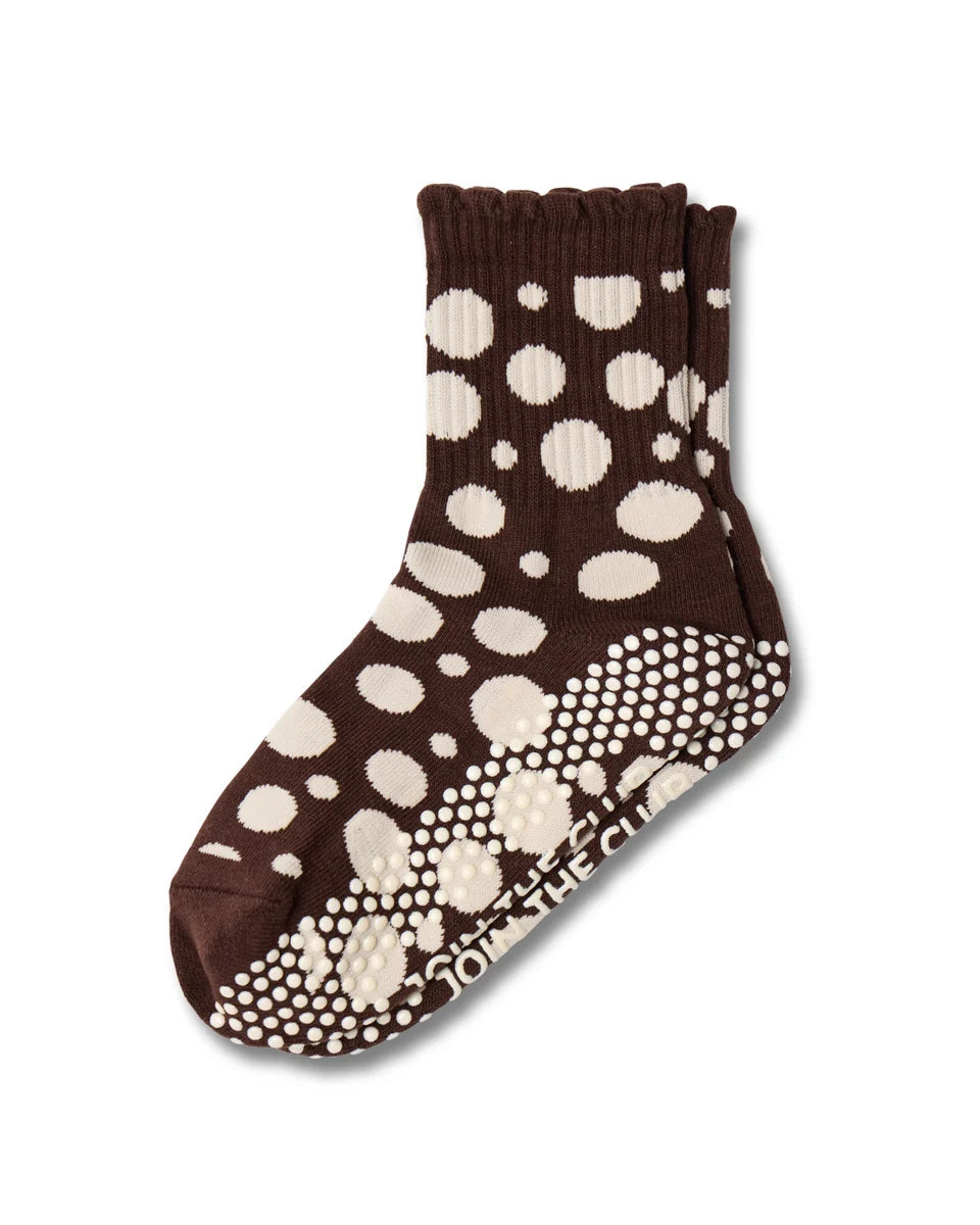 Odd Spot Pilates Grip Sock - Brown/Cream
