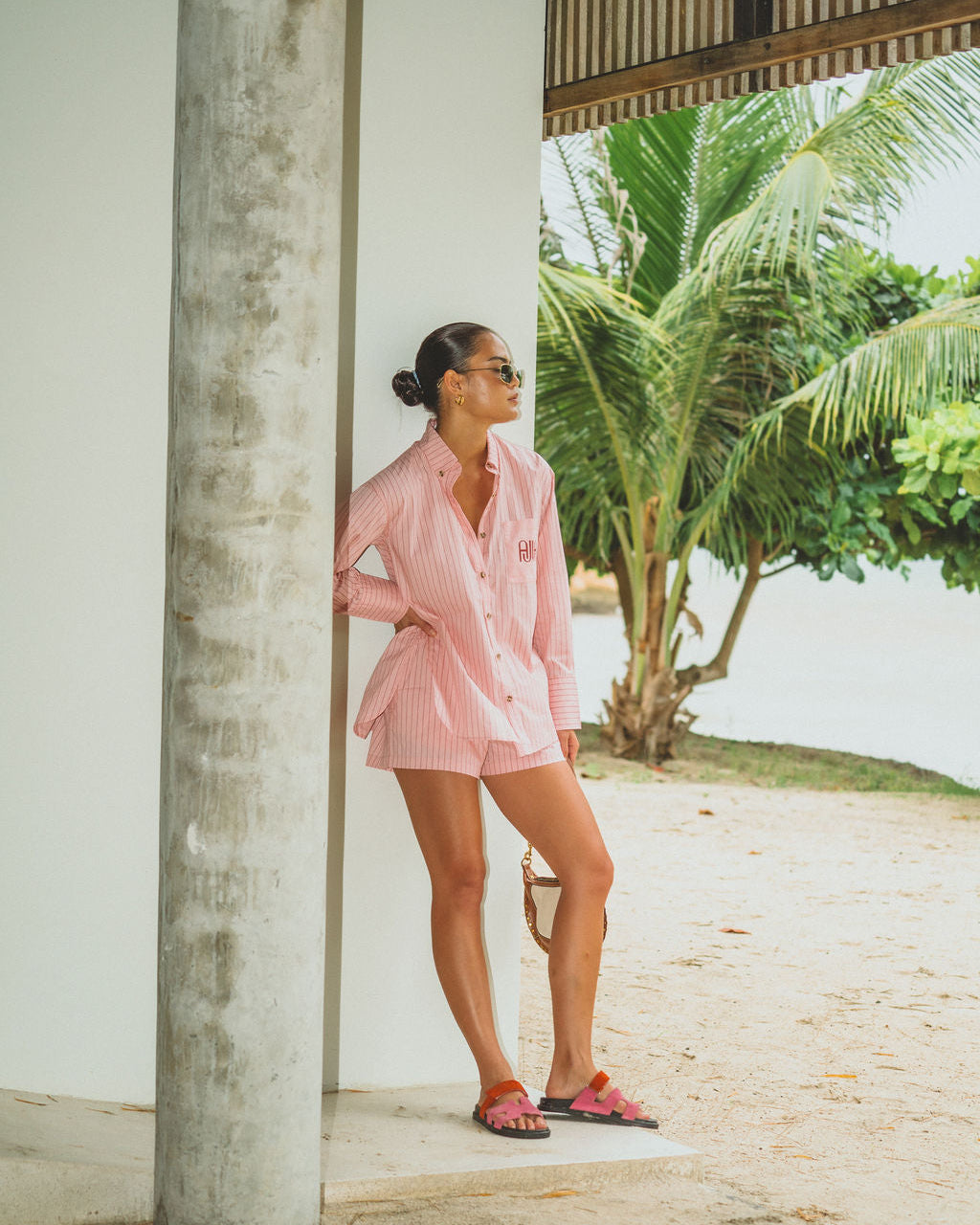AJJA Stripe Short - Blush Pink