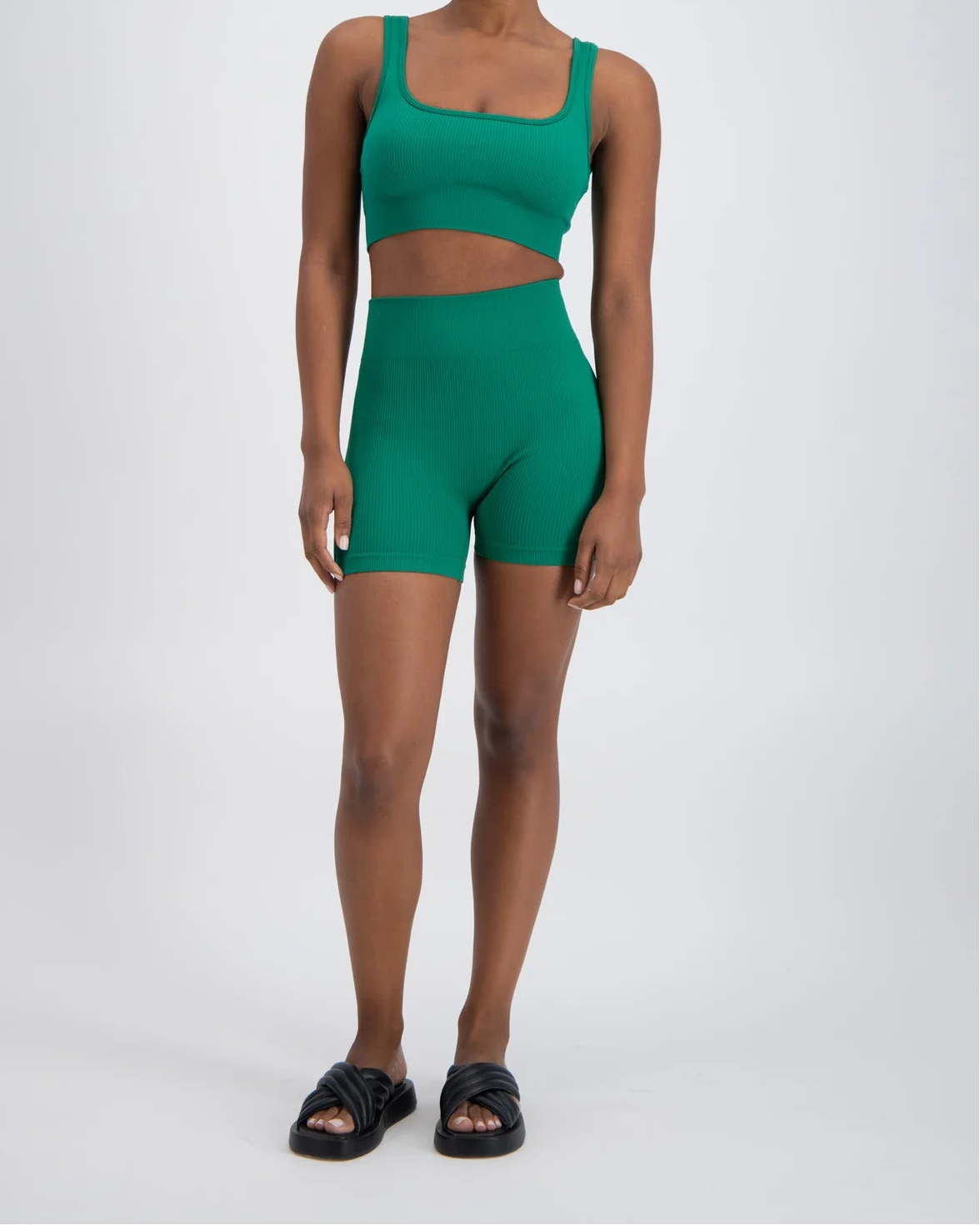 Palermo Seamless Rib Knit Shorts Green