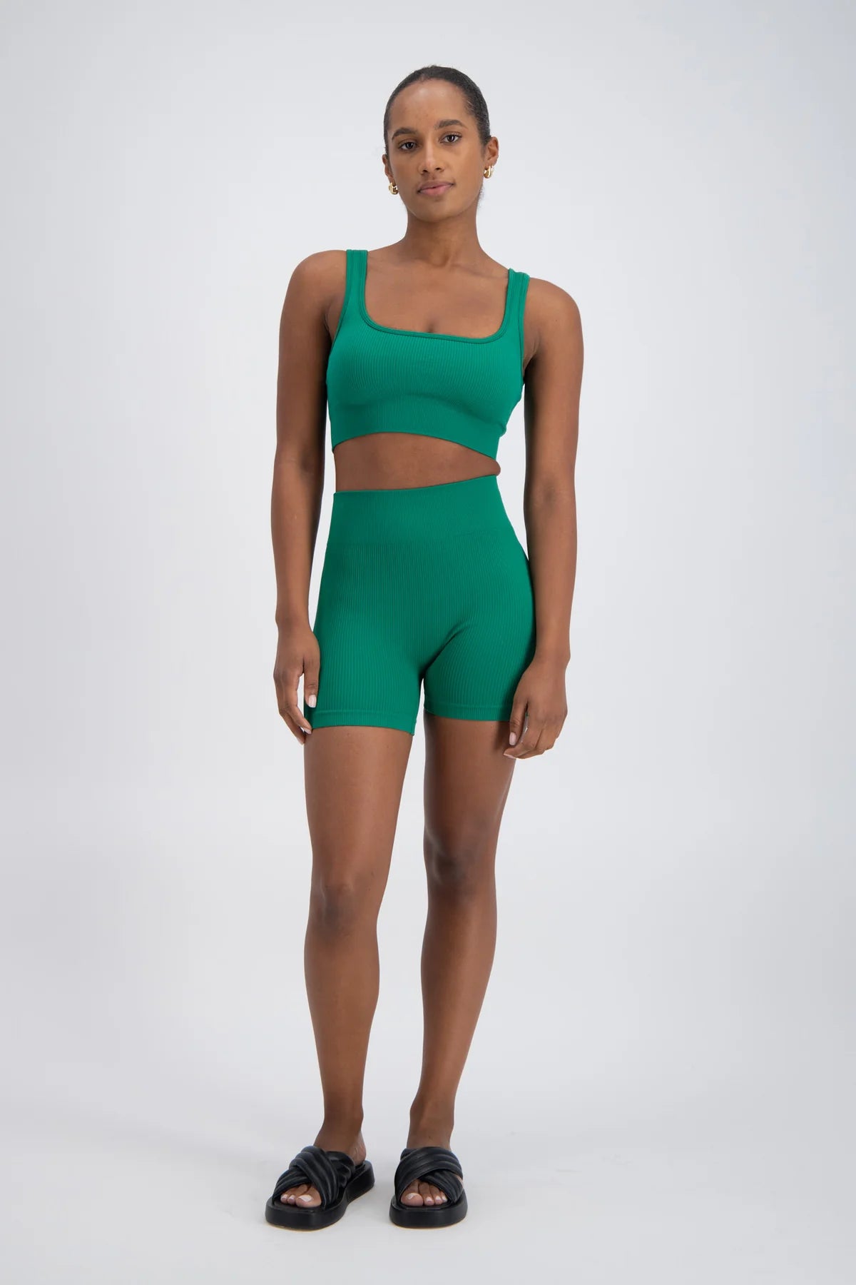 Palermo Seamless Rib Knit Shorts Green