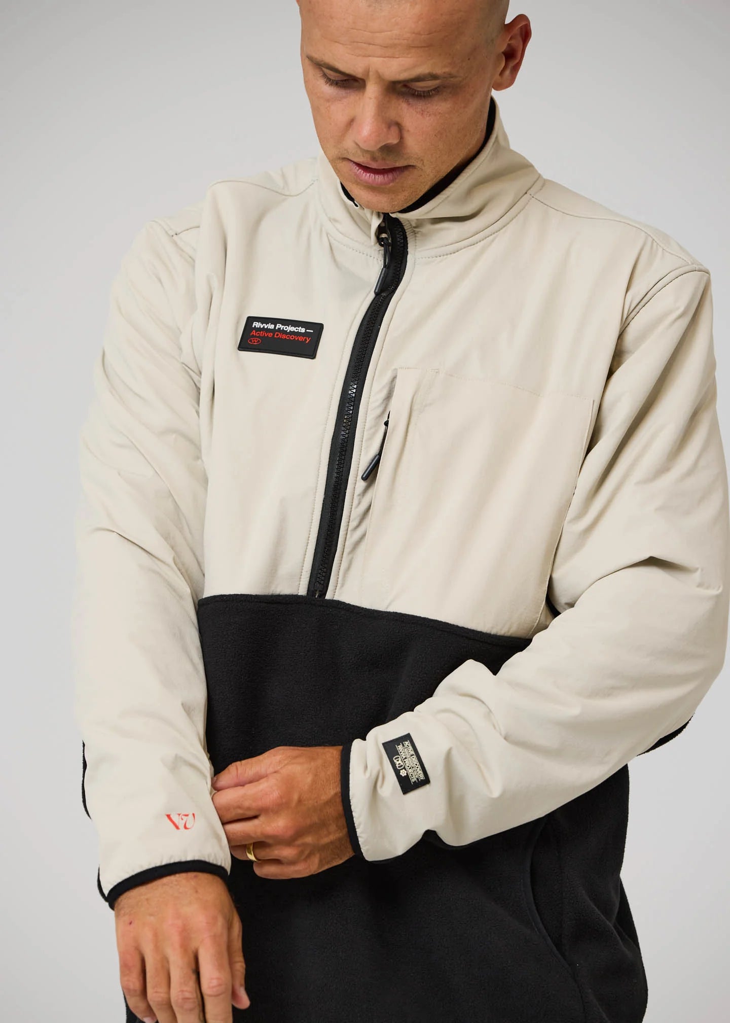 Blur 1/2 Zip Polar Fleece - Black/Bone