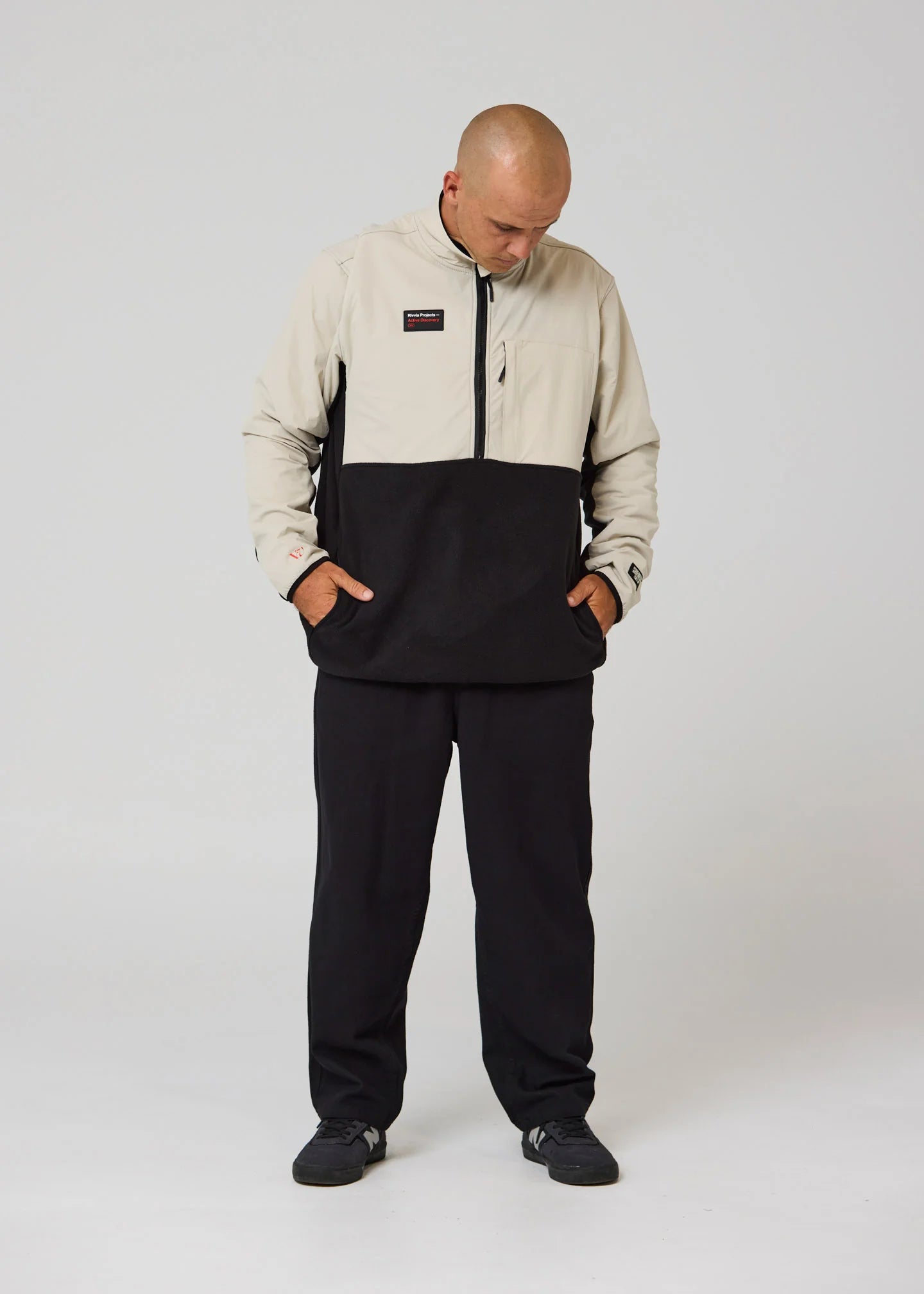 Blur 1/2 Zip Polar Fleece - Black/Bone